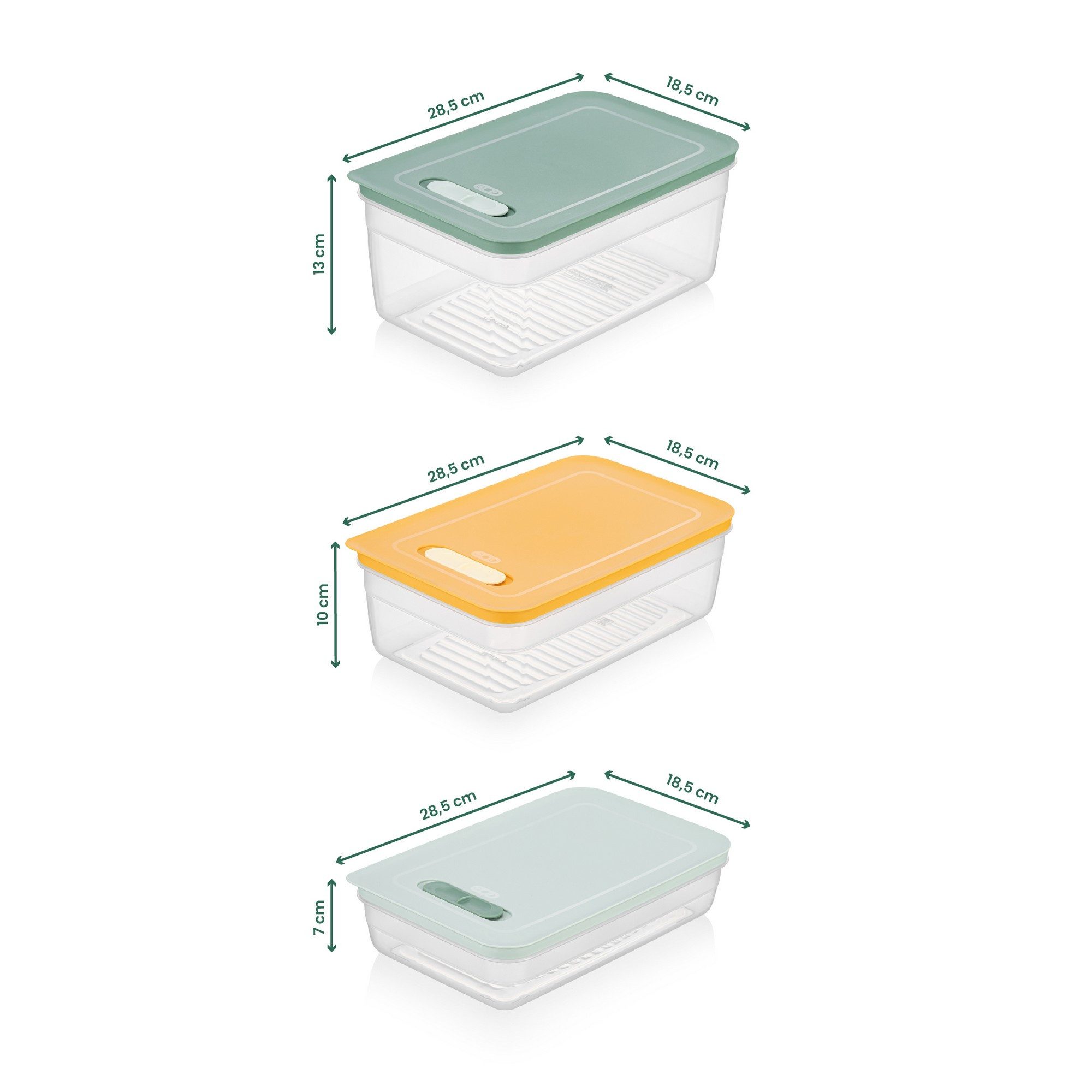 Vorratsdose 100% PLASTIC, 18,5 x 28,5 x 7 cm / 2500 ml (3 Pieces) M5716