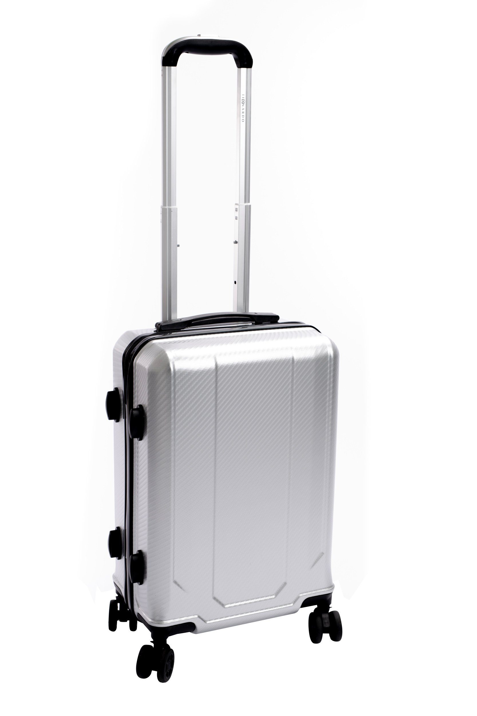 LEONARDO Handgepäck-Trolley, 4 Rollen, 39L Carbon Optik TSA Reisekoffer  Boardcase Koffer