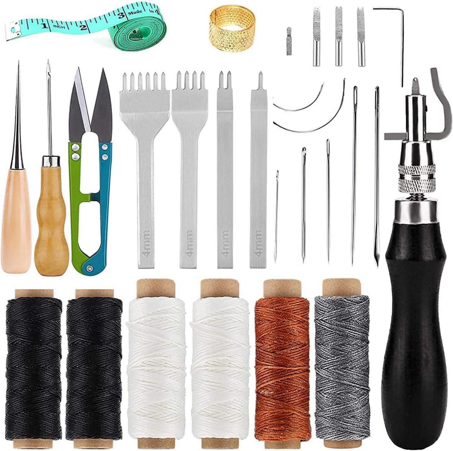 Nähnadeln Leder Nähwerkzeug Set 26-teilig für Lederbearbeitung & Handnähen