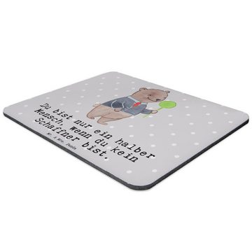 Mr. & Mrs. Panda Mauspad Schaffner Herz - Grau Pastell - Geschenk, Jubiläum, Mousepad, Mauspad (1-St), Ergonomisch geformt