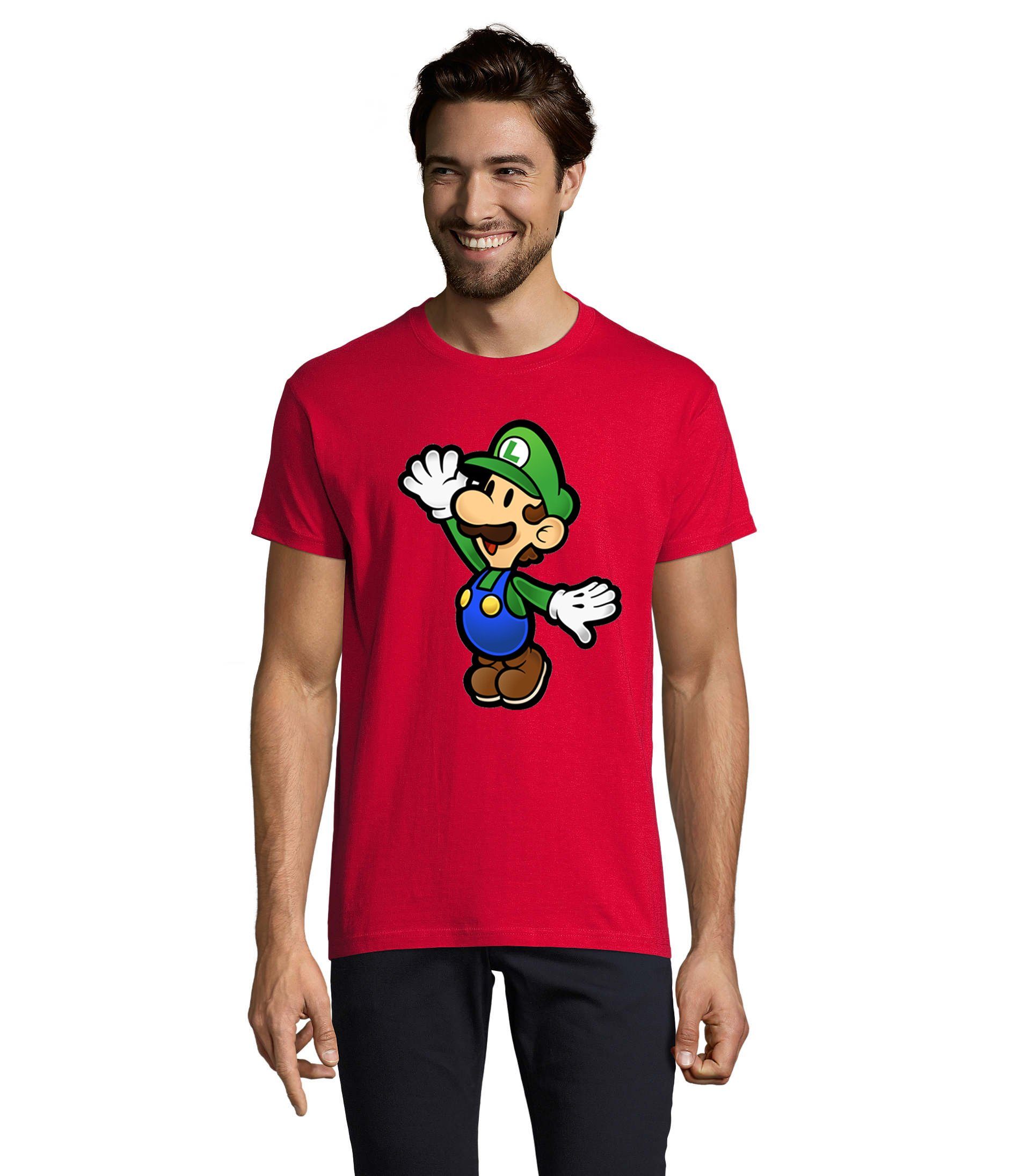 Blondie & Brownie T-Shirt Herren Luigi Nintendo Mario Peach Yoshi Gaming Rot