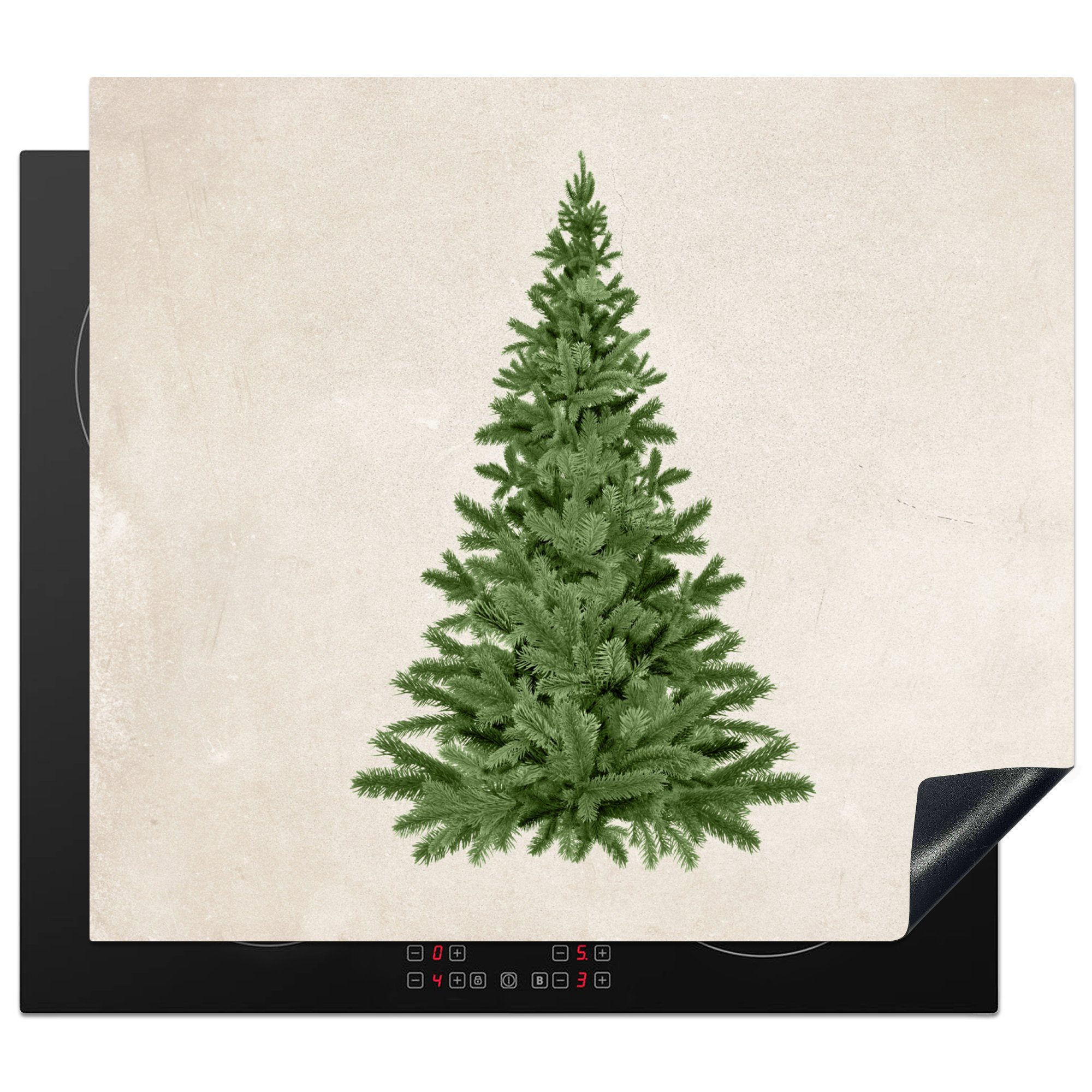 MuchoWow Herdblende-/Abdeckplatte Weihnachtsbaum - Grün - Weihnachten - Feiertage, Vinyl, (1 tlg), 60x52 cm, Mobile Arbeitsfläche nutzbar, Ceranfeldabdeckung