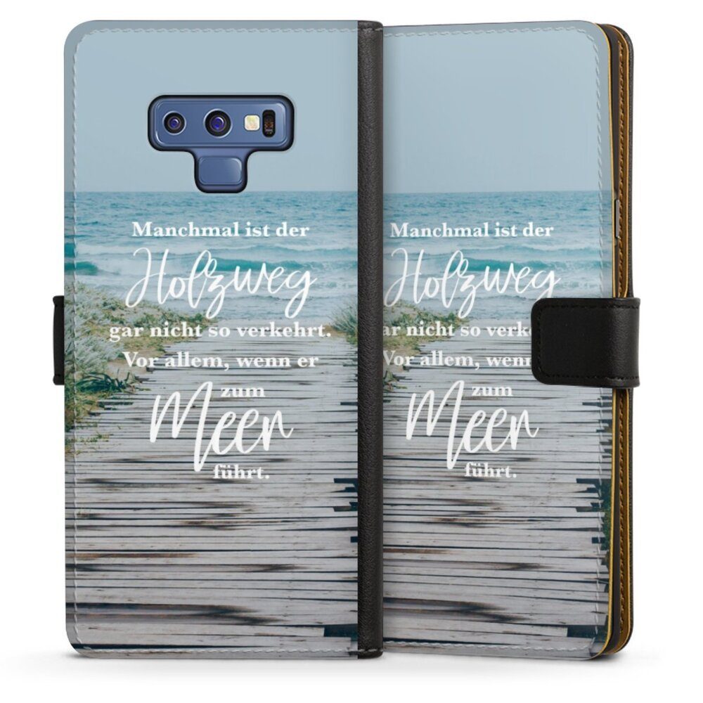 DeinDesign Handyhülle Strand Motivation Spruch Holzweg, Samsung Galaxy