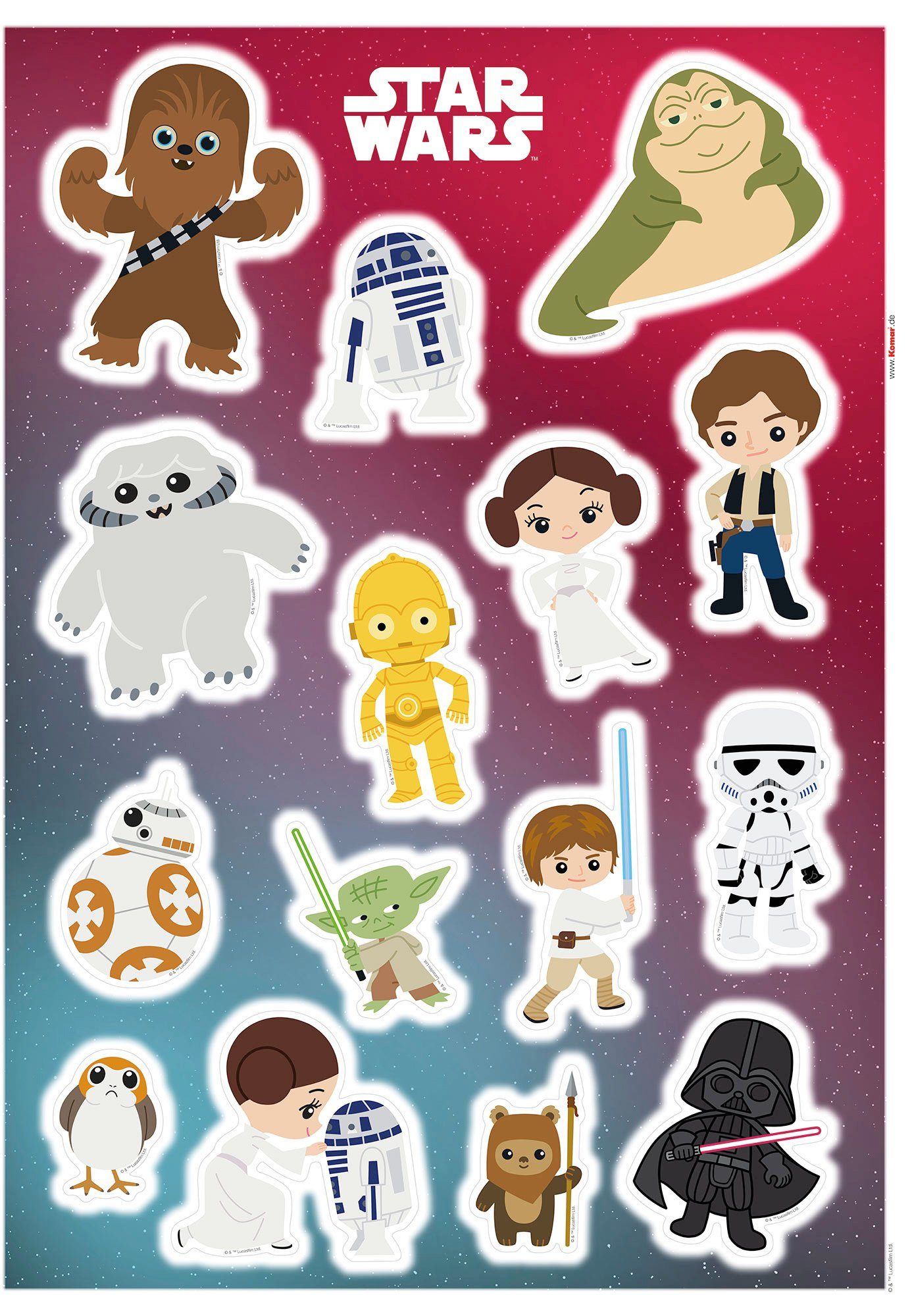 Komar Wandtattoo Star Wars Little Heroes - Размер 50 x 70 cm (15 St), selbstklebend, Wandsticker, Kinderzimmer