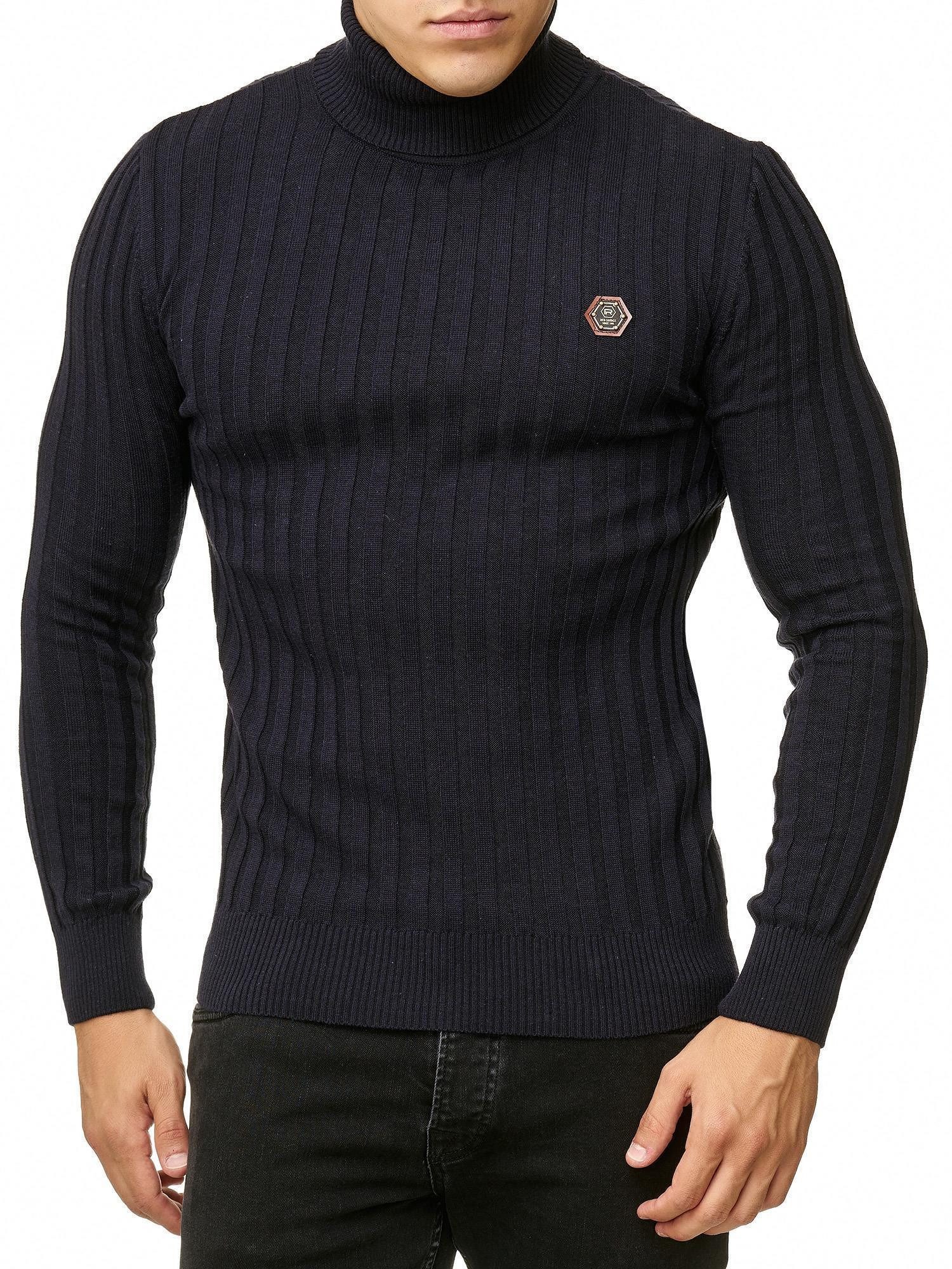 RedBridge Strickpullover Rollkragen Strickpullover mit Logopatch Navy S hoh günstig online kaufen