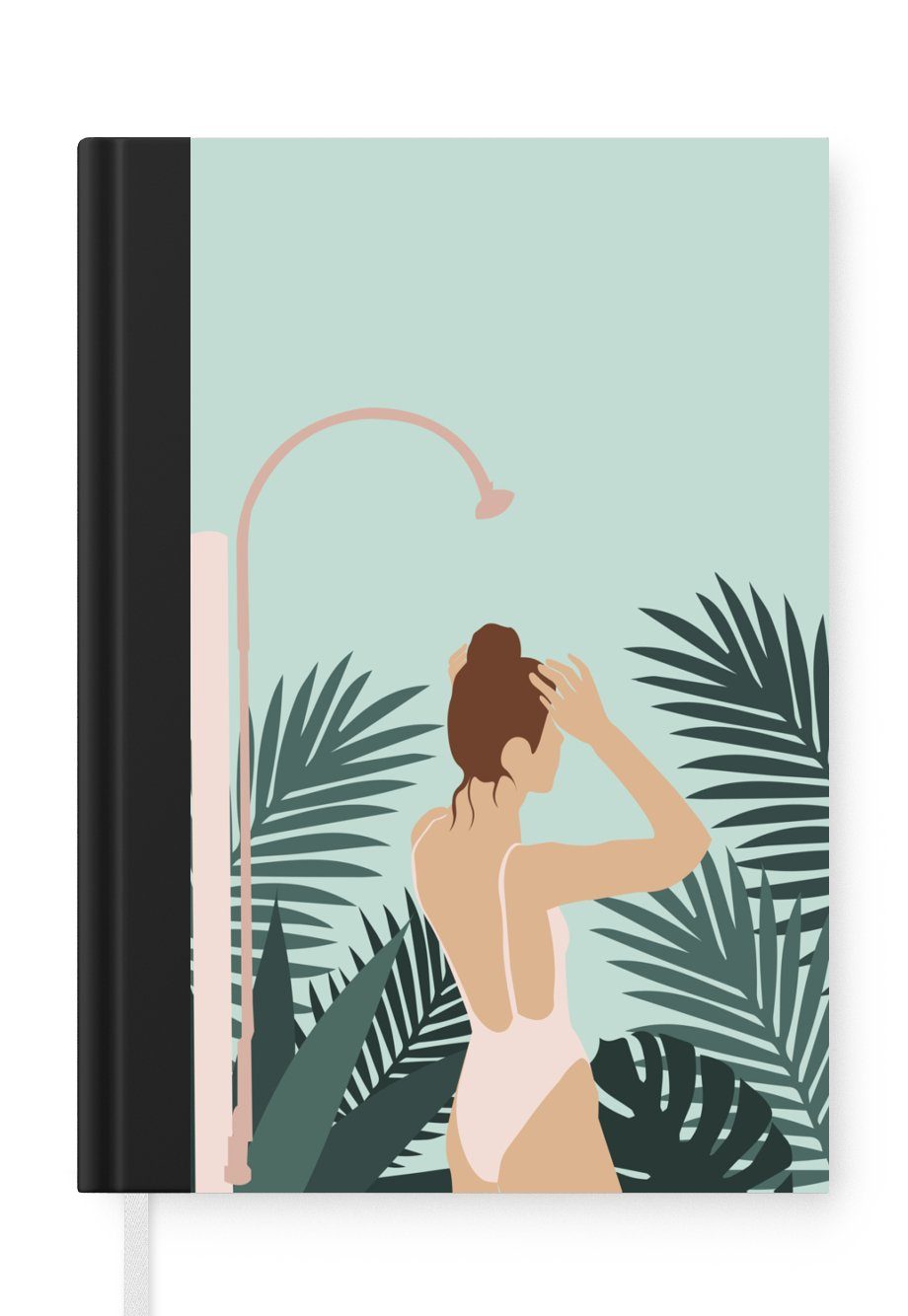 MuchoWow Notizbuch Sommer - Dusche - Laub, Notebook, Notizblock a5, Tagebuch, Journal Liniert