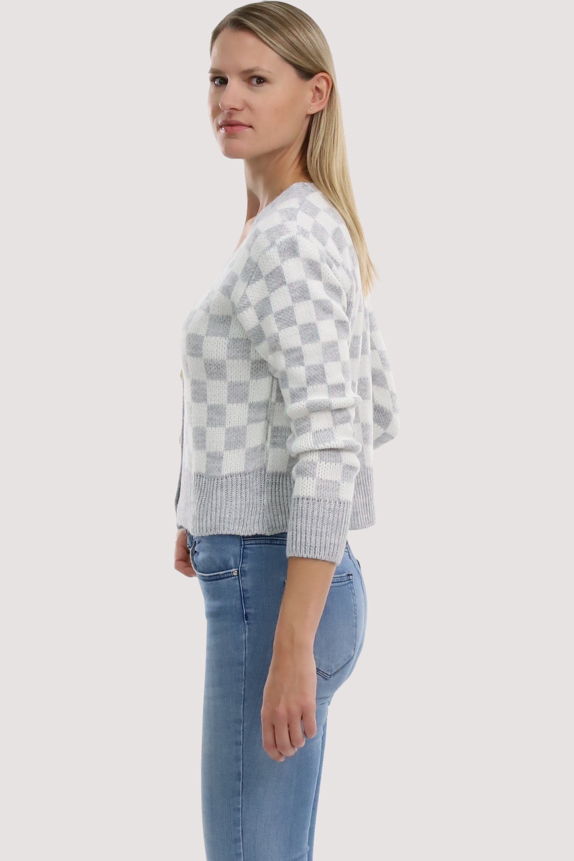 malito more than fashion Cardigan 3155 knöpfbare kurze Strickjacke im Karod günstig online kaufen