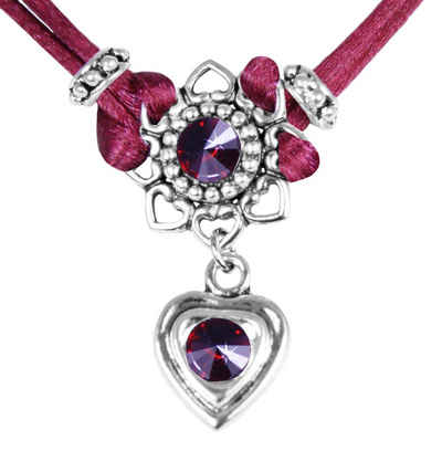 LUISIA® Kette mit Anhänger Halskette Chiara mit Herzblüte, Strassherz und Kristallen von Swarovski® (inkl. Schmuckbox)