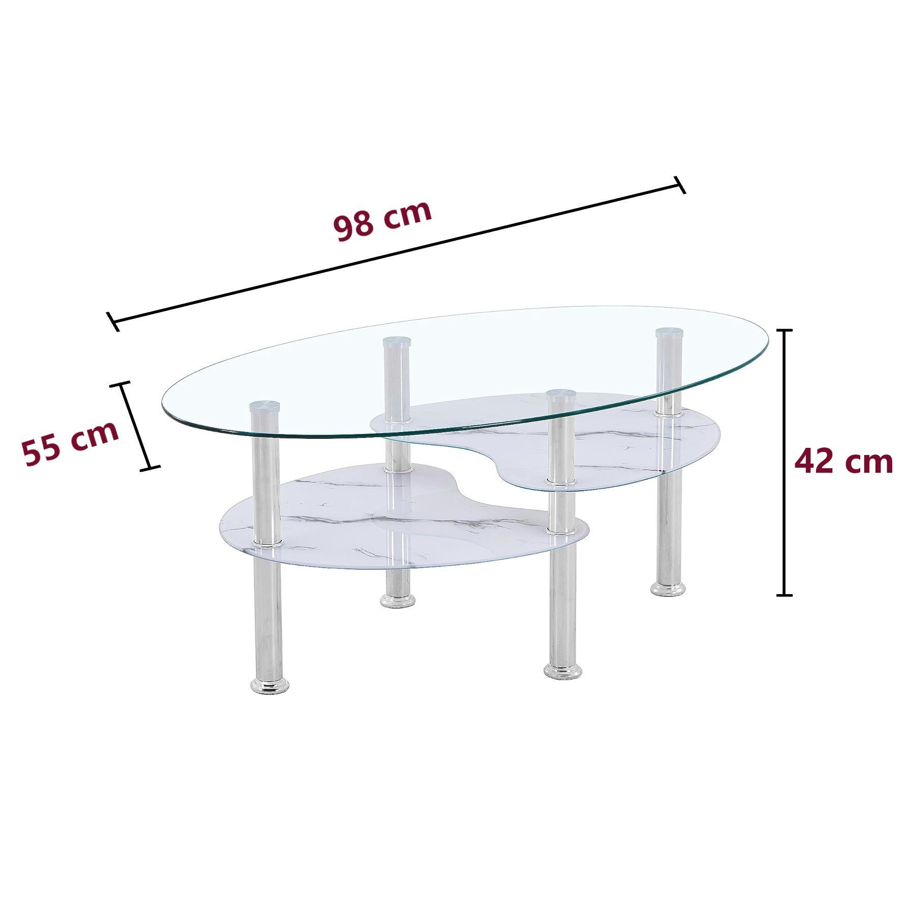 HOOZ Couchtisch HOOZ Couchtisch 98x55cm mit Ablage in schwarz Glas (Wohnzim günstig online kaufen