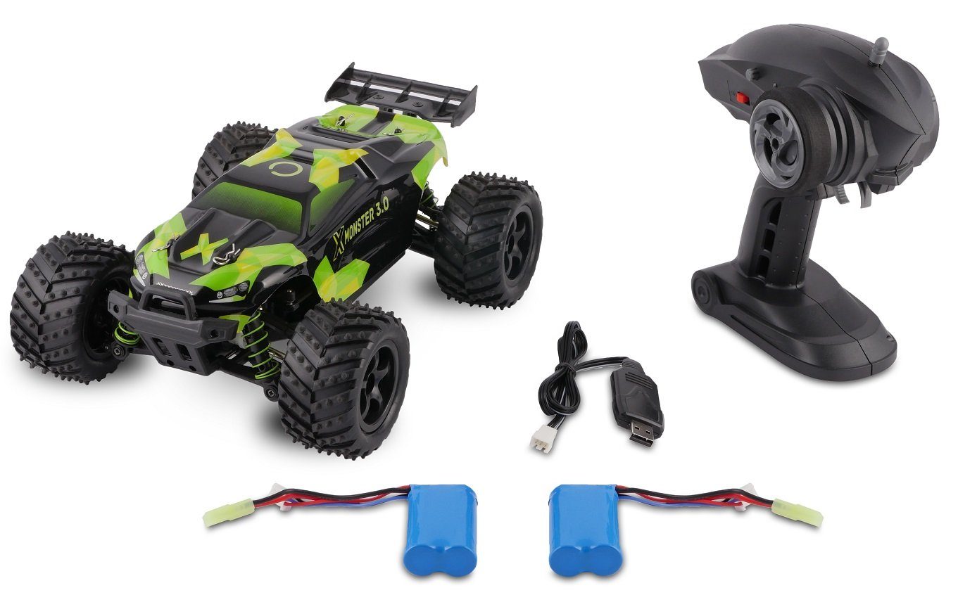 Overmax RC-Auto X-Monster Truck ferngesteuertes RC Auto 45 km/h, 1:18, 2 Akkus (Komplettset), Monstertruck-Design