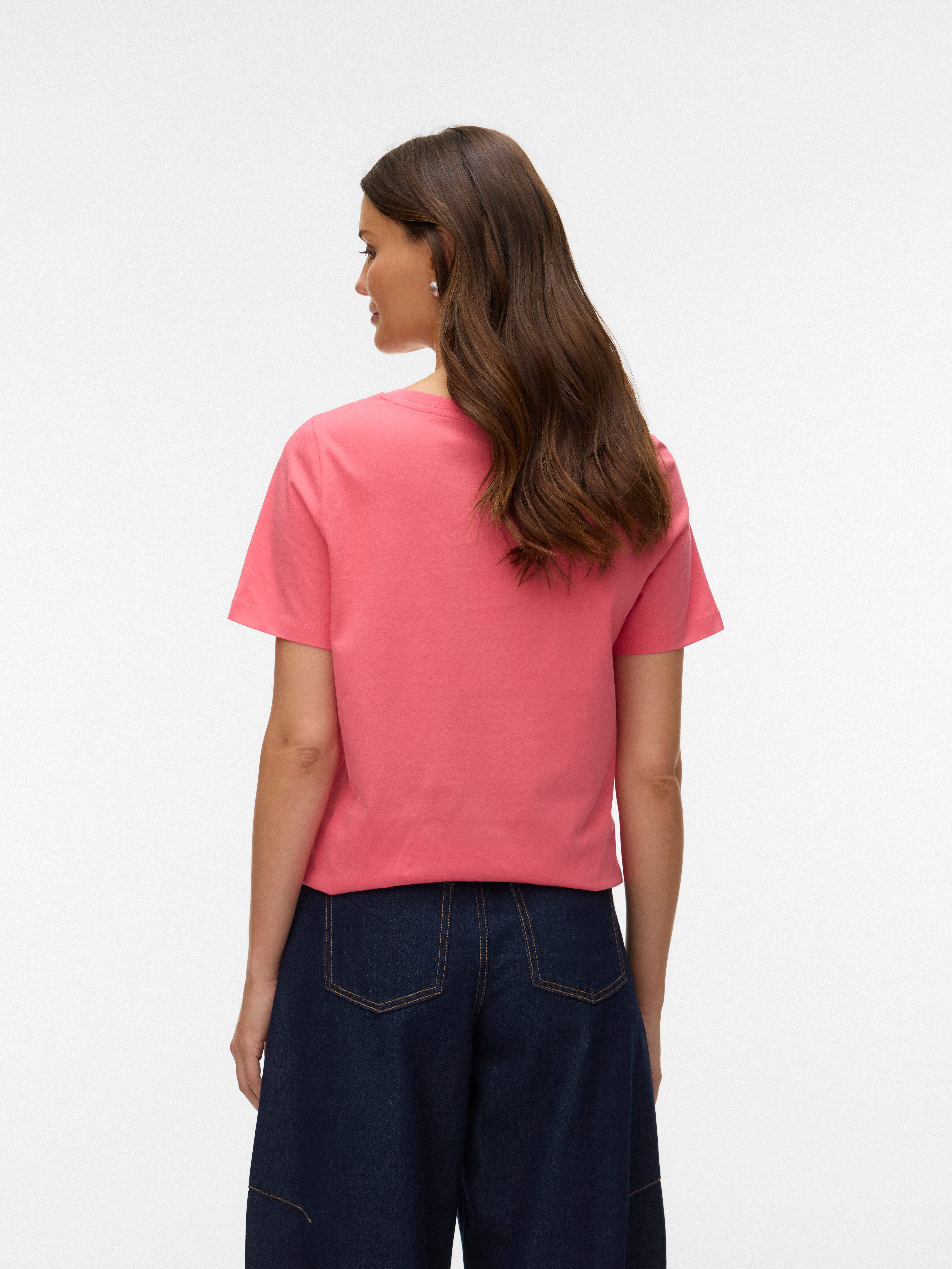 Vero Moda Kurzarmshirt VMPAULINA SS V-NECK T-SHIRT JRS NOOS Baumwolle