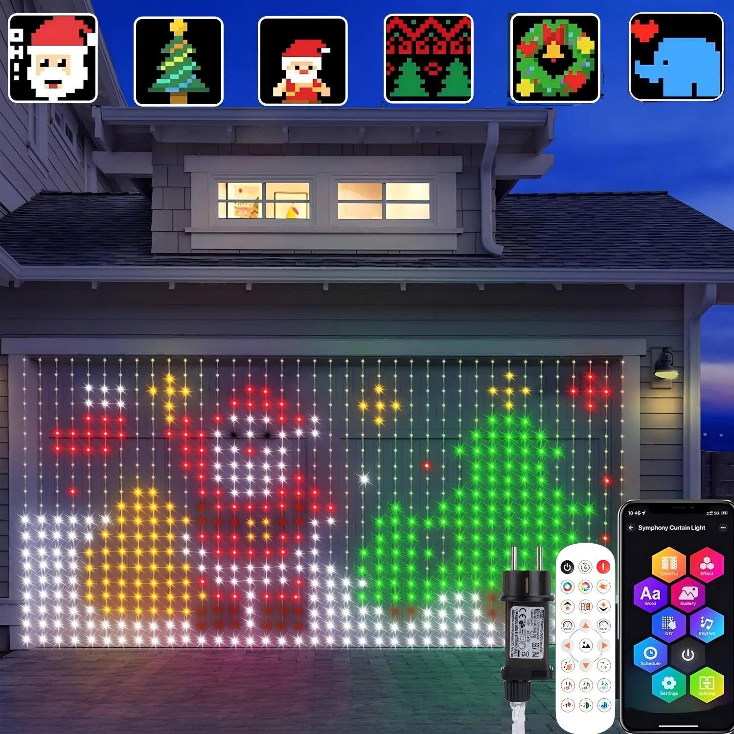 XIIW Lichtervorhang 3×2m Vorhanglicht 400 LEDs Dynamisch Lichterkette 100+ Modi RGB App/FB, IP44, Musik, für DIY Weihnachten Party Innen Hintergrund