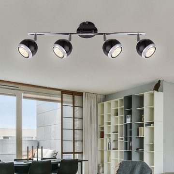 Globo LED Deckenleuchte, Leuchtmittel inklusive, Warmweiß, Deckenlampe Deckenleuchte Spotlampe 4 Flammig Spots beweglich schwarz