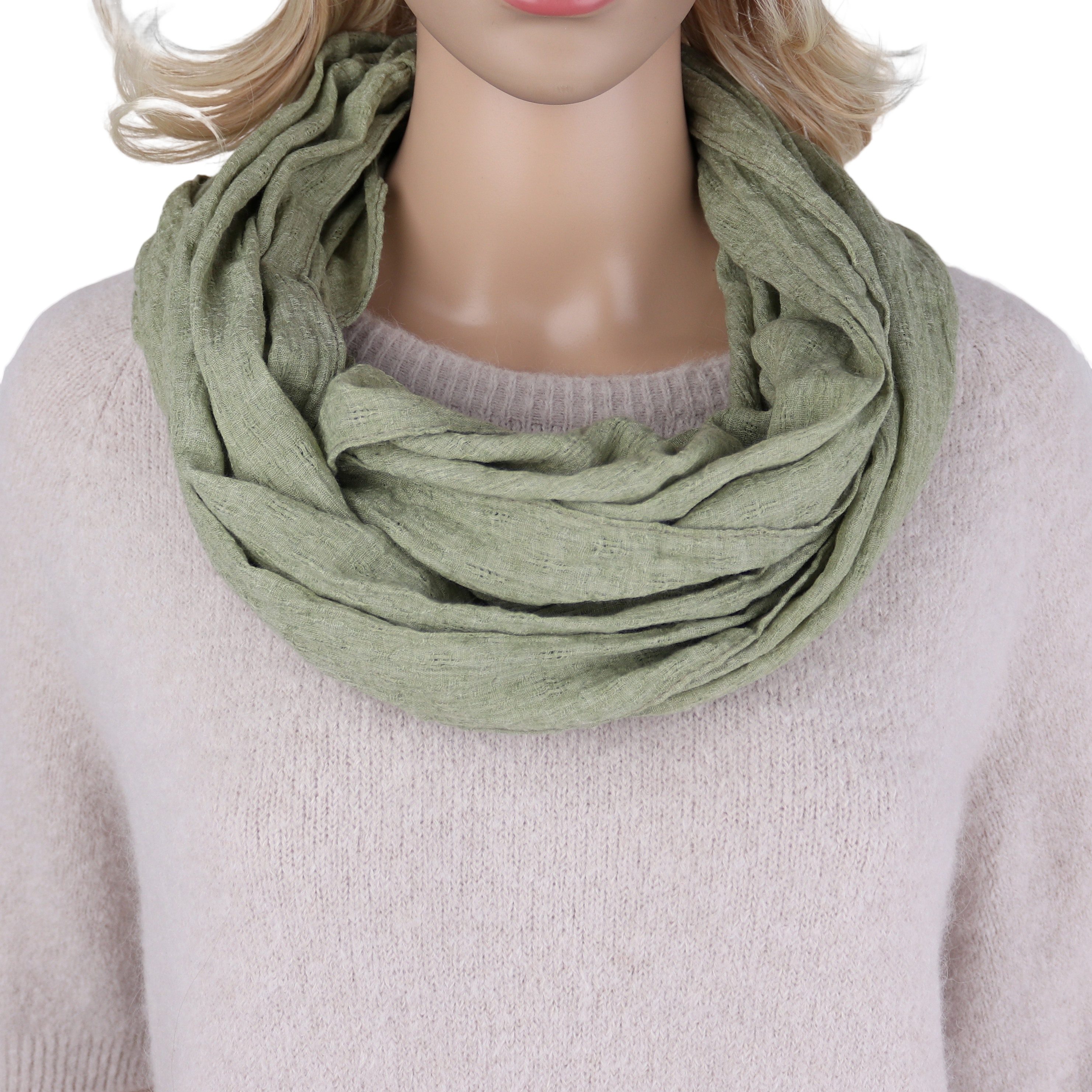 MIRROSI Loop Damen Schal Unifarbe mit Lochmuster Weich aus 100% Baumwolle, günstig online kaufen