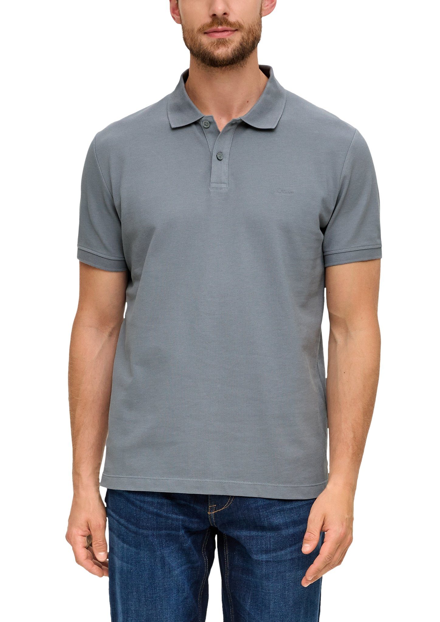 s.Oliver Poloshirt mit dezenter Logostickerei mid grey