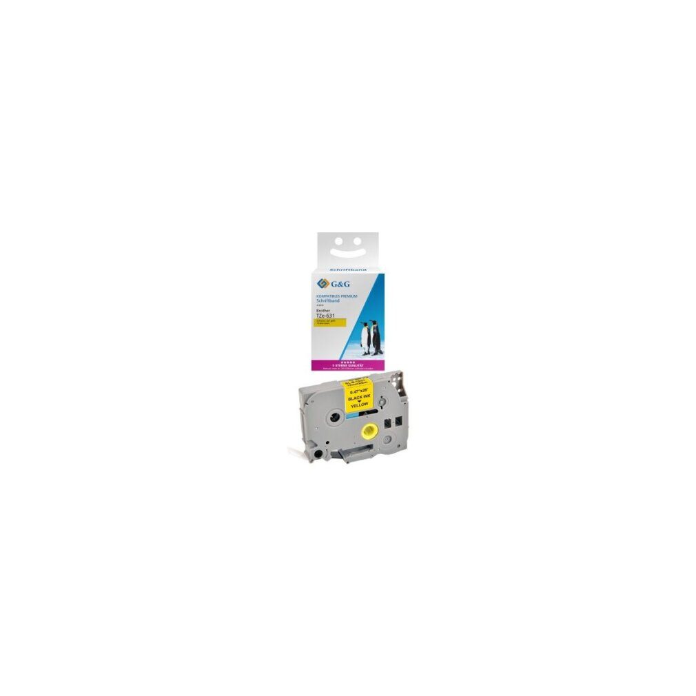 G & G Verlagsgesellschaft Druckerband G&G Schriftband 12mm x 8m sw-gb Komp. m. Brother TZe-631