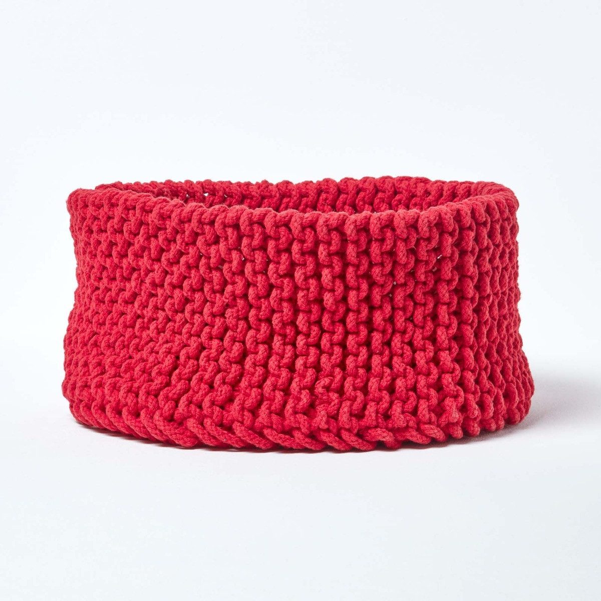 Homescapes Brotkorb Gestrickter Aufbewahrungskorb, 100% Baumwolle, rot,37 x 21 cm