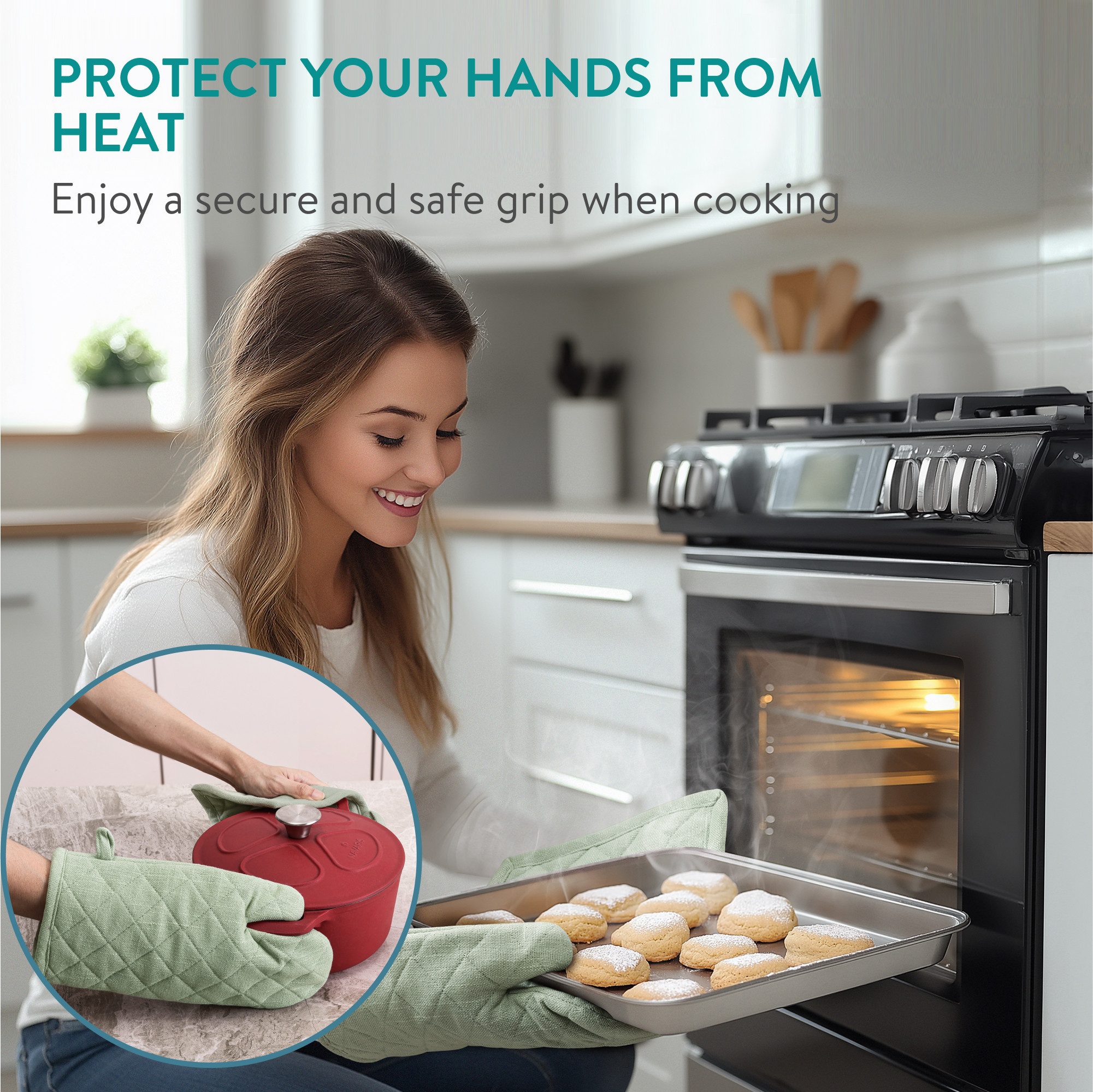 JEMIDI Topflappen 1x Ofenhandschuhe und 2x Topflappen Set - Hitzebeständig günstig online kaufen