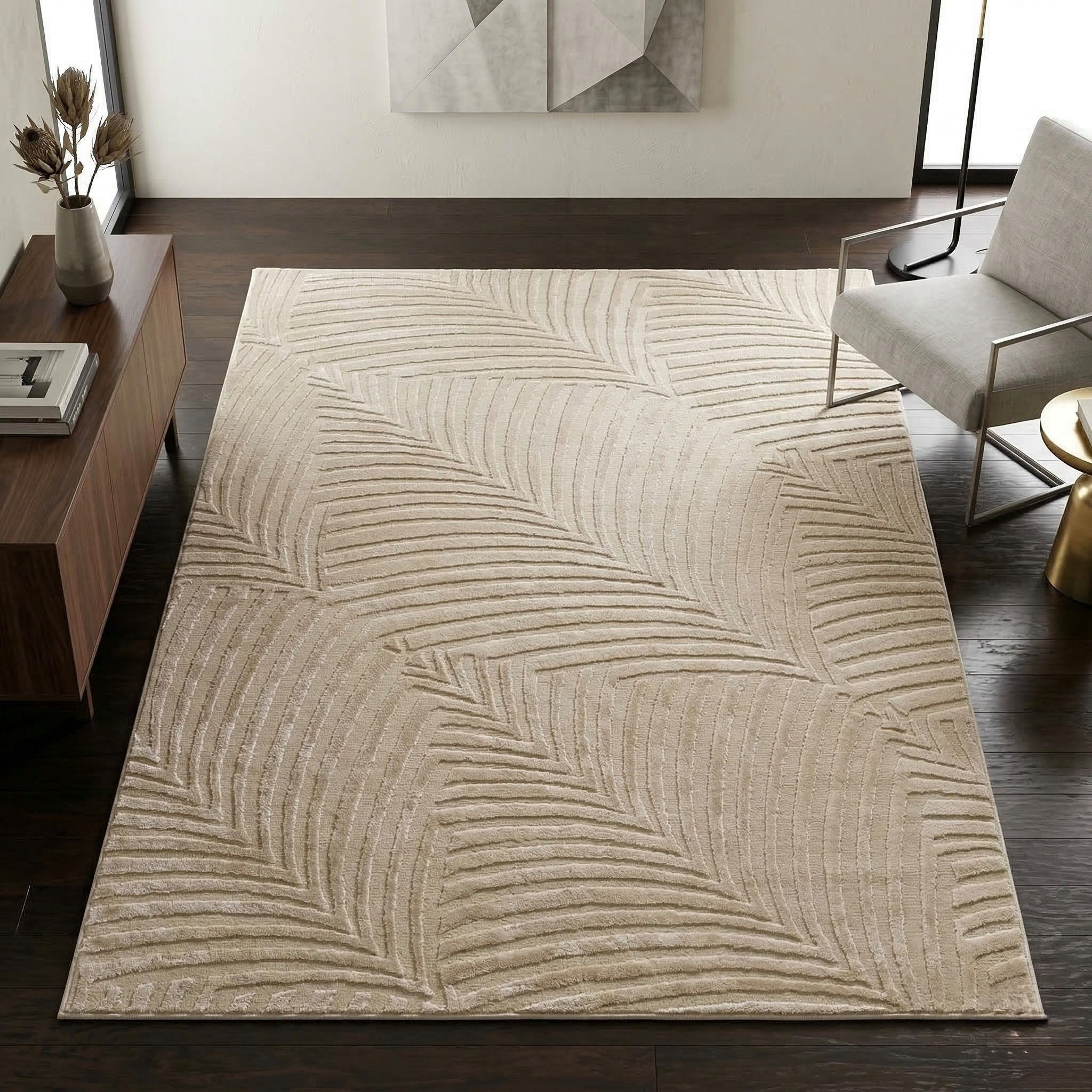 Sehrazat Teppich Rio 1800, auch als Läufer, rechteckig, Höhe: 7 mm, Kurzflor, grafisches Hoch Tief Muster, Wohnzimmer