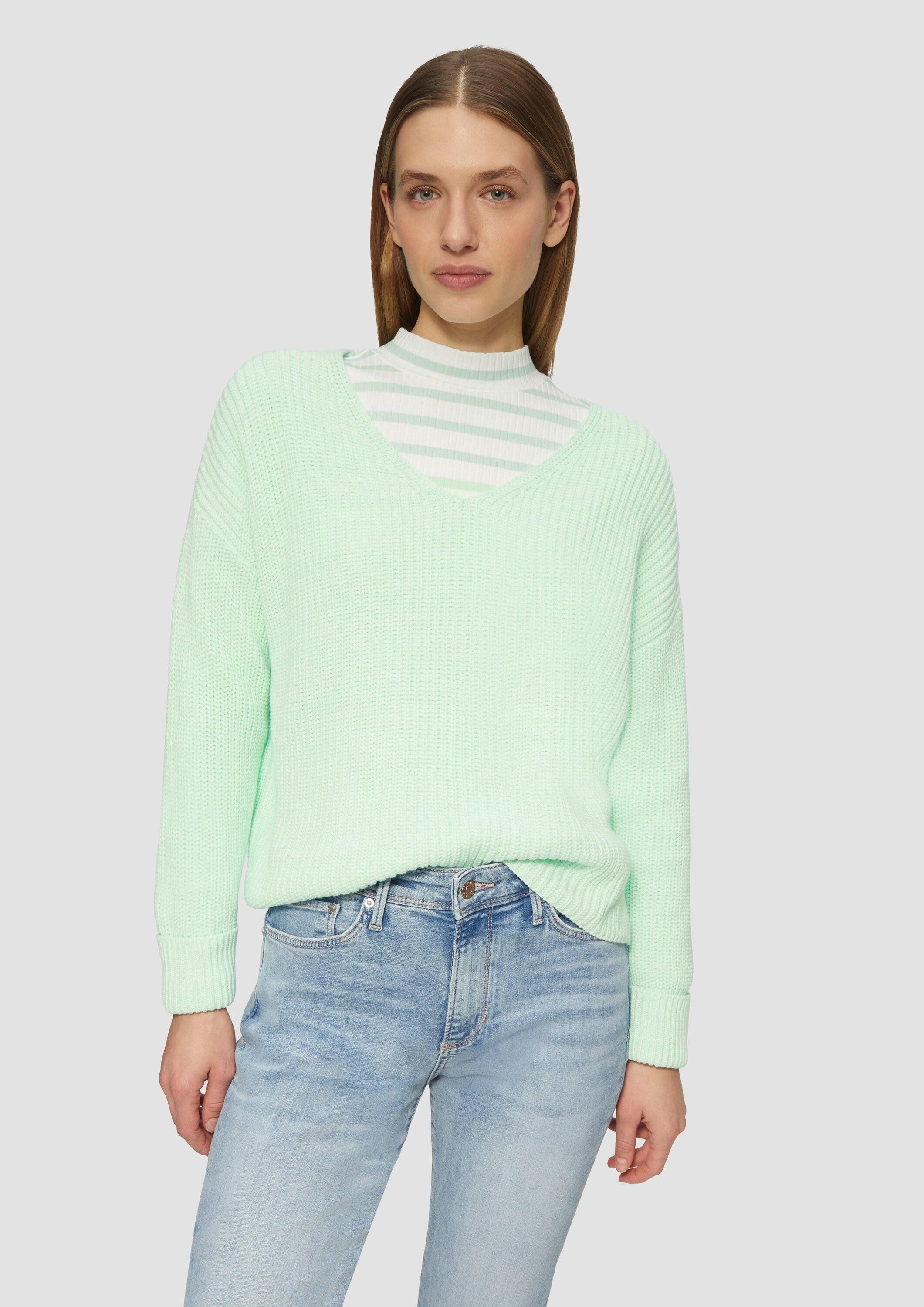 s.Oliver Longpullover Strickpullover Strickpullover im Relaxed Fit aus Baum günstig online kaufen