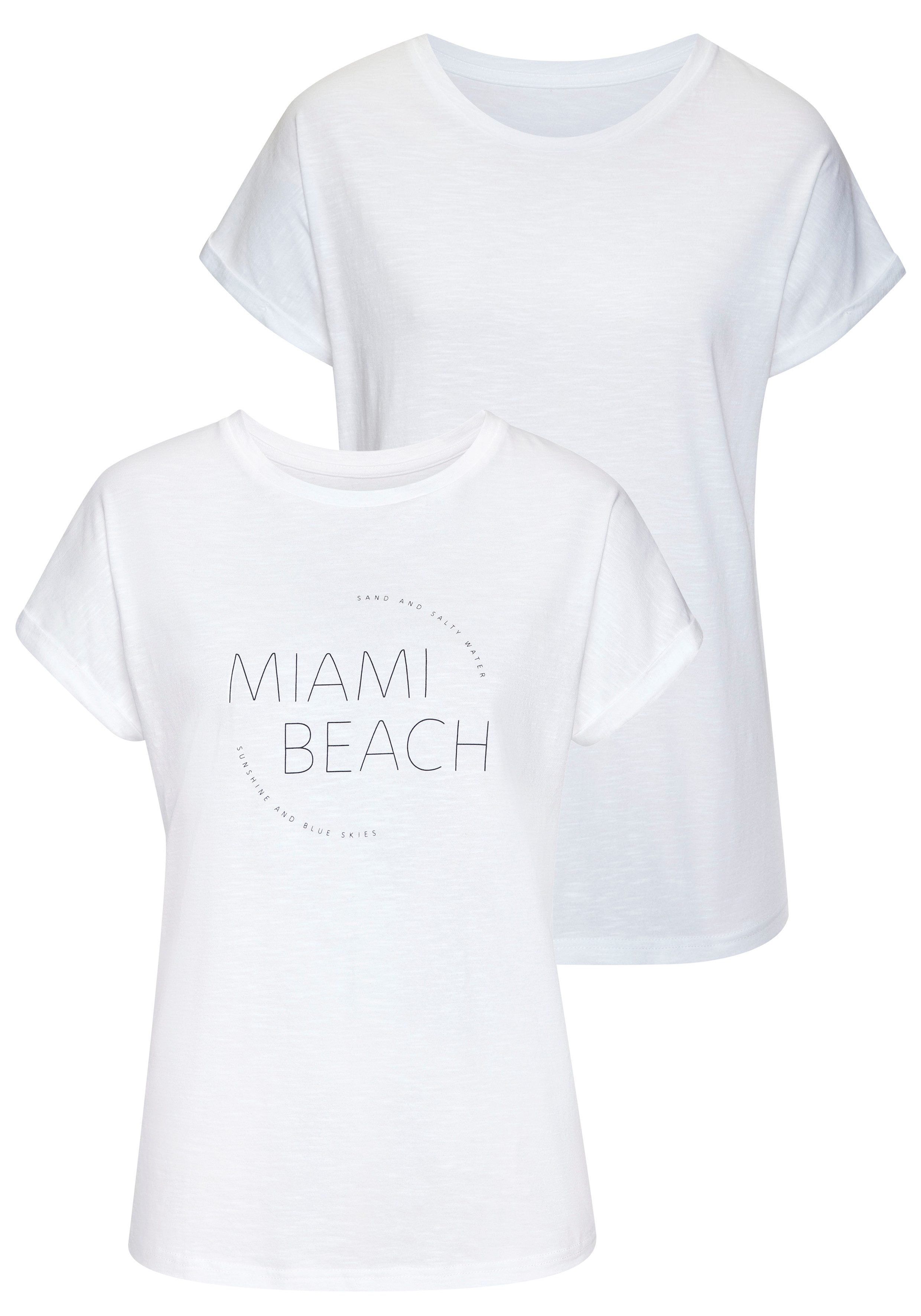 Vivance T-Shirt mit modischem Frontprint (2er-Pack) günstig online kaufen