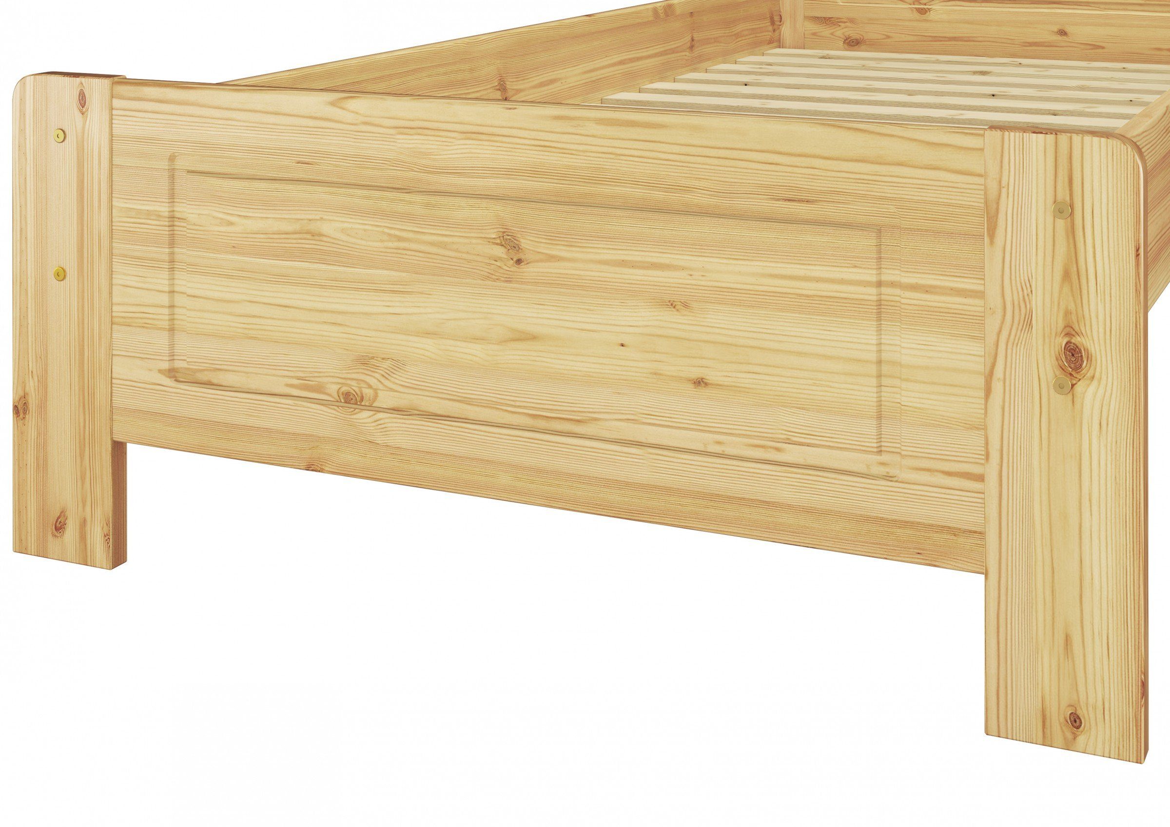 ERST-HOLZ Bett Holzbett mit Matratze, 90x200 Kieferfarblos Rost lackiert Landhaus Kiefer und