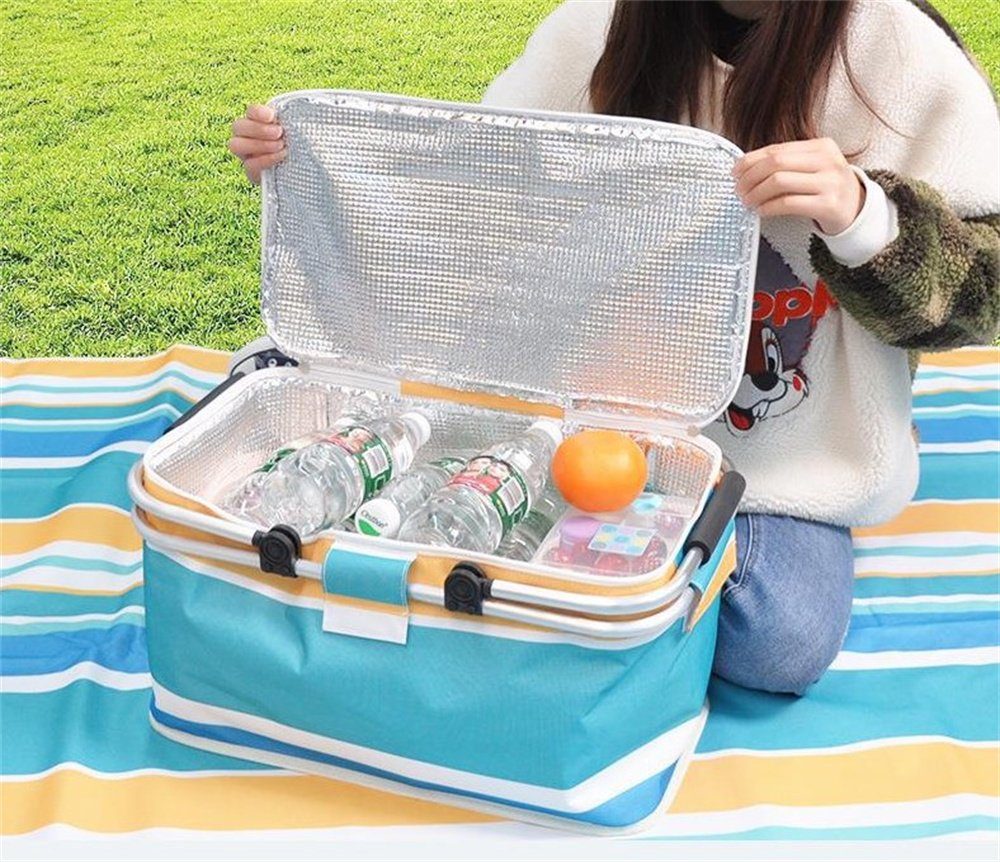 Dekorative Kühltasche 25L Kühltasche Picknickkorb, Große isolierte  Lunchtasche, Klappbar
