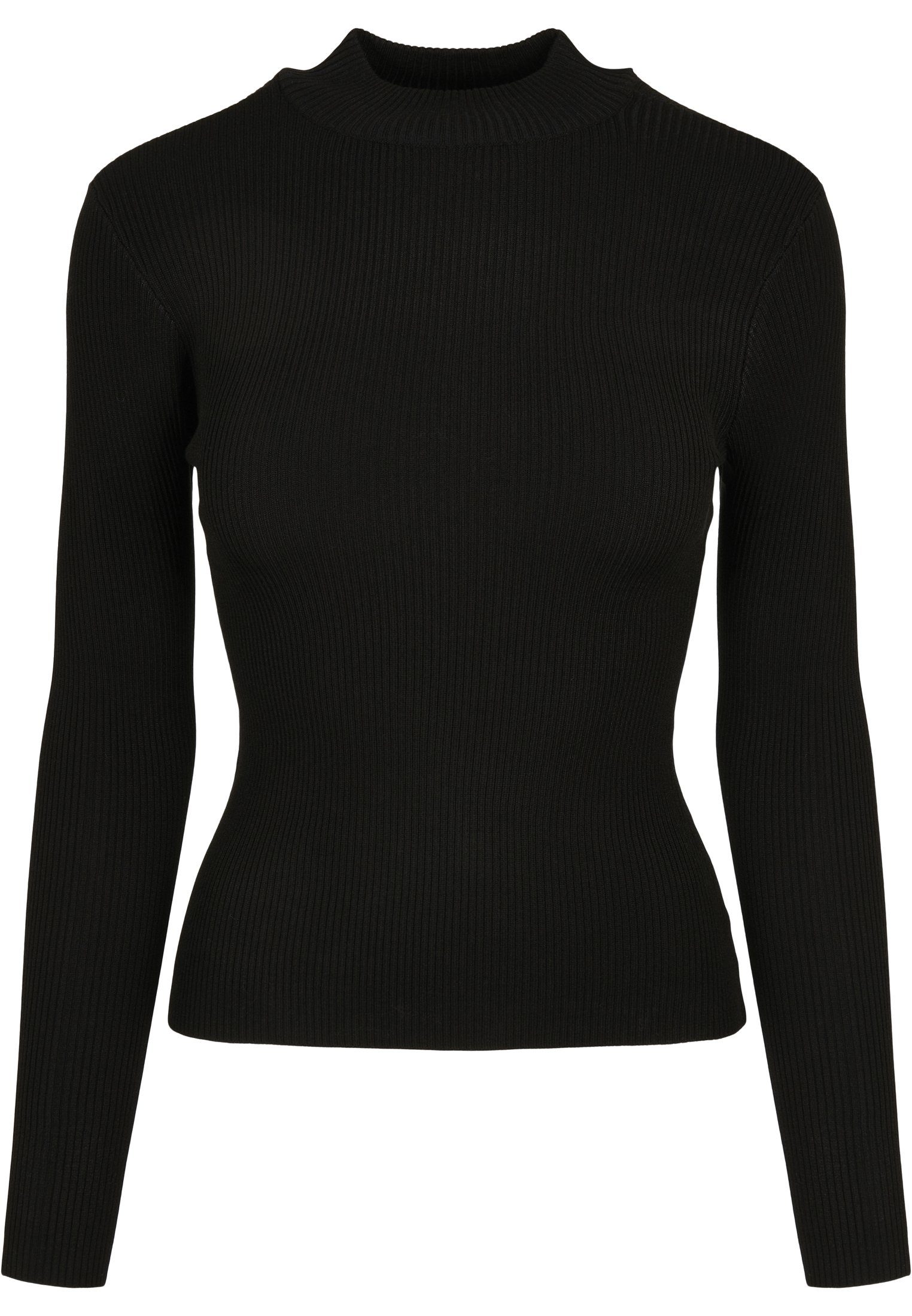 Ladies Rib Damen Knit black URBAN Turtelneck Sweater Kapuzenpullover (1-tlg) CLASSICS