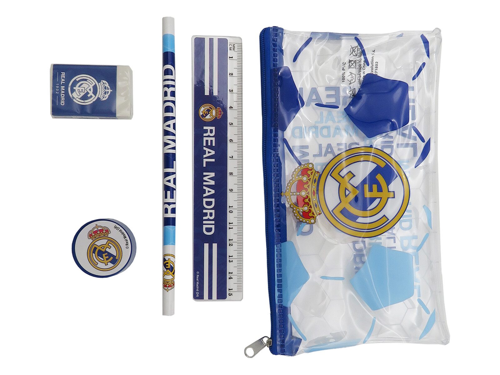 Real Madrid Federtasche Organizer mit Schulbedarf Federmäppchen Schulset Mäppchen