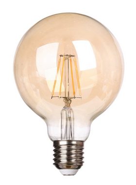 TRANGO LED Pendelleuchte, 9000SL LED Retro Pendelleuchte in Nickel matt inkl. 1x E27 4 Watt LED Amber *VINTAGE* Glühbirne 95mm Ø G95 2500K warmweiß Gold farbig, Hängelampe nostalgisch, inkl. 110cm Textilkabel & Schraubring