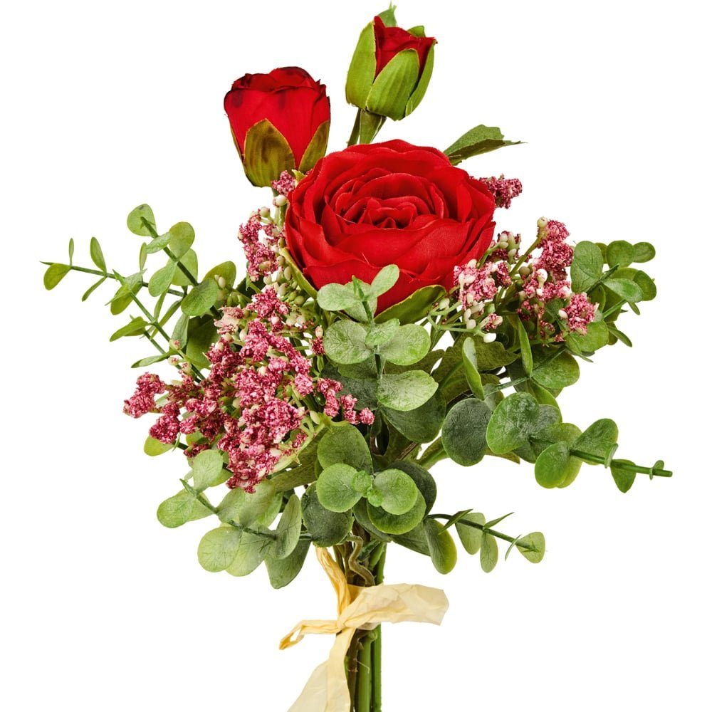 Blumenstrauß Rosen cm, Rosenstrauß HOME rot Rosen, matches21 Indoor cm HOBBY, Kunstblume Höhe 45 1 Stk gebunden 45 &