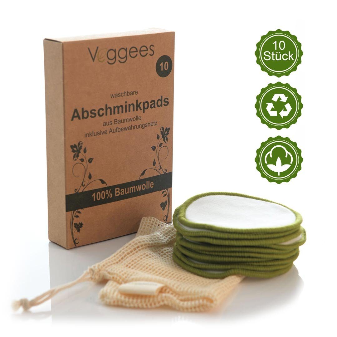 Veggees Make-up Schwamm wiederverwendbare Abschminkpads, Make-up Remover  Pads, Zero Waste Beauty Abschminkpads, Gesichtsreinigungspads. Ostern  Geschenk, Muttertag Geschenk. Nachhaltige Abschminkpads, Set mit Waschnetz,  10 tlg., Vegan, Zero Waste ...