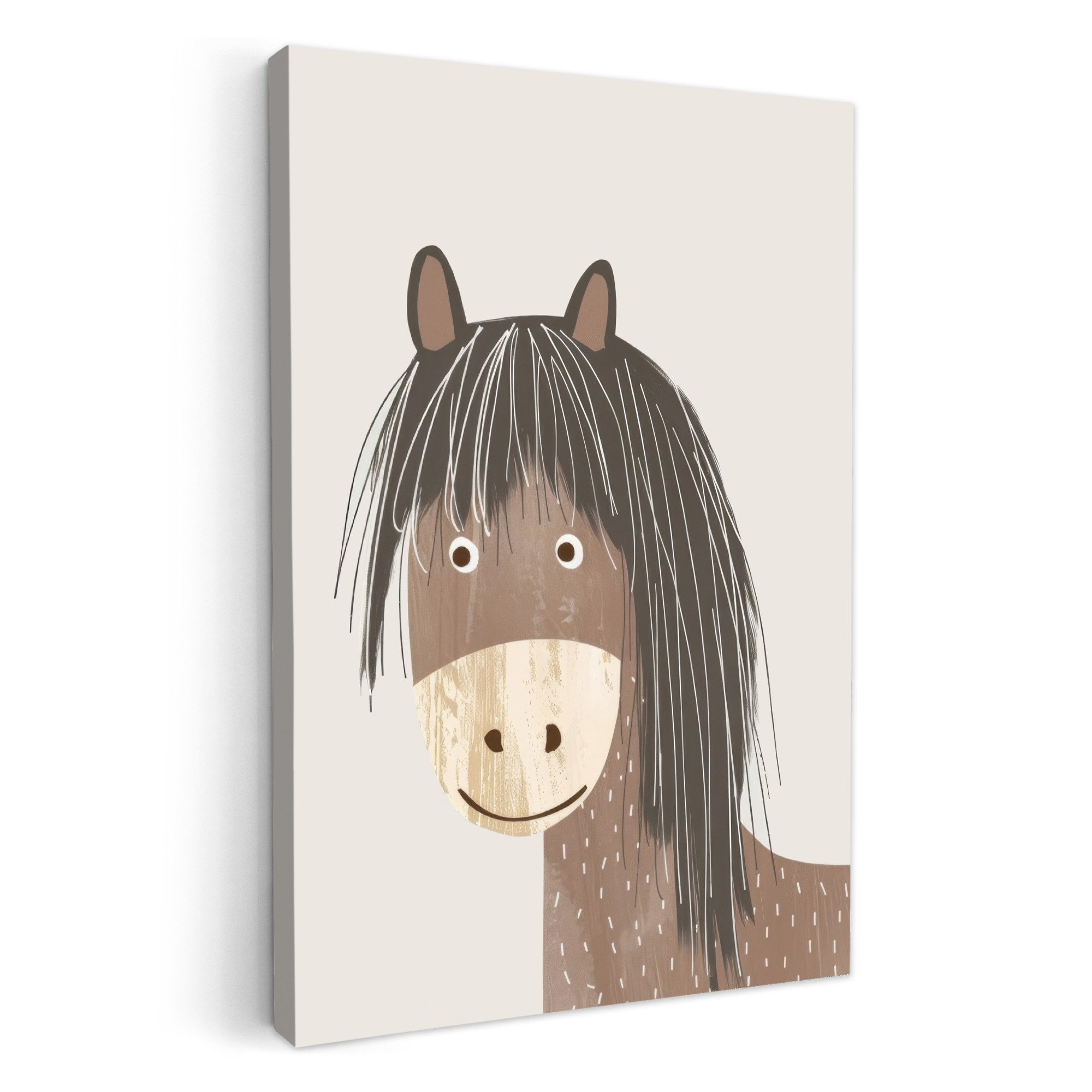 OneMillionCanvasses® Leinwandbild Pferd - Tiere - Pastellfarben - Pferde, Fotodruck (1 St), Bilder Deko Babyzimmer, Wandbilder Kinderzimmer 60x90 cm