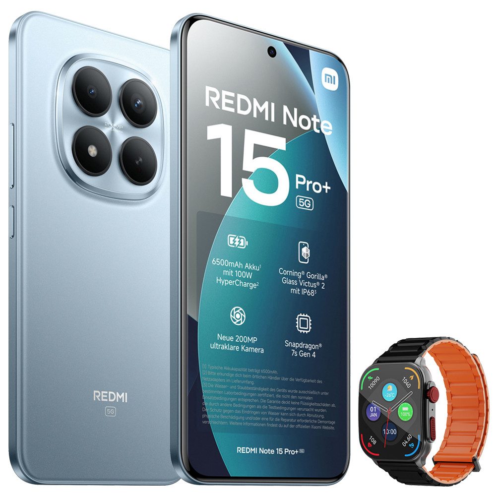 Xiaomi Redmi Note 15 Pro+ 5G Smartphone & Smartwatch Handy (256 GB Speicherplatz, 200 MP Kamera)
