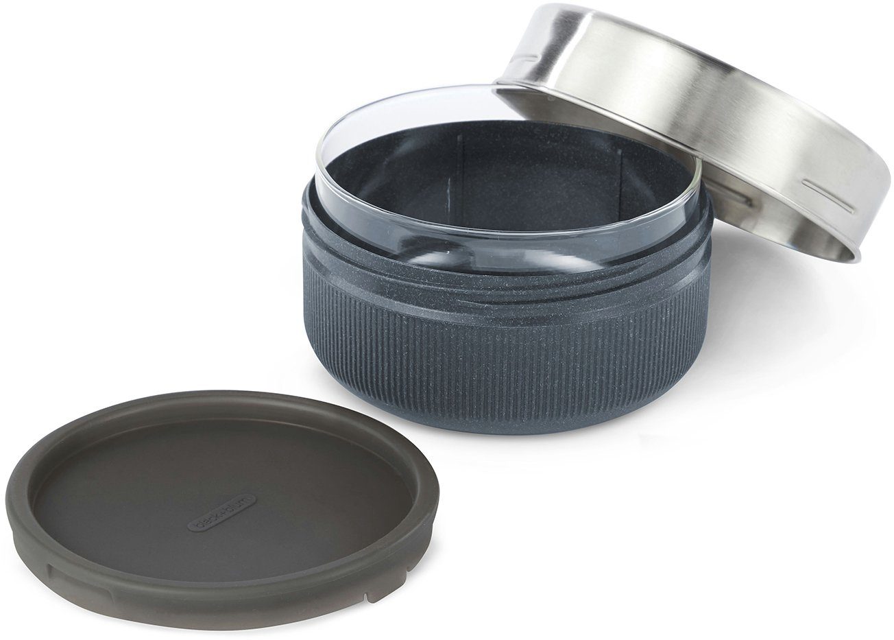 black+blum Lunchbox, Borosilikatglas, und spülmaschinengeeignet, Silikonschutzaufleger Schiefer Edelstahldeckel Edelstahl, (3-tlg), mit