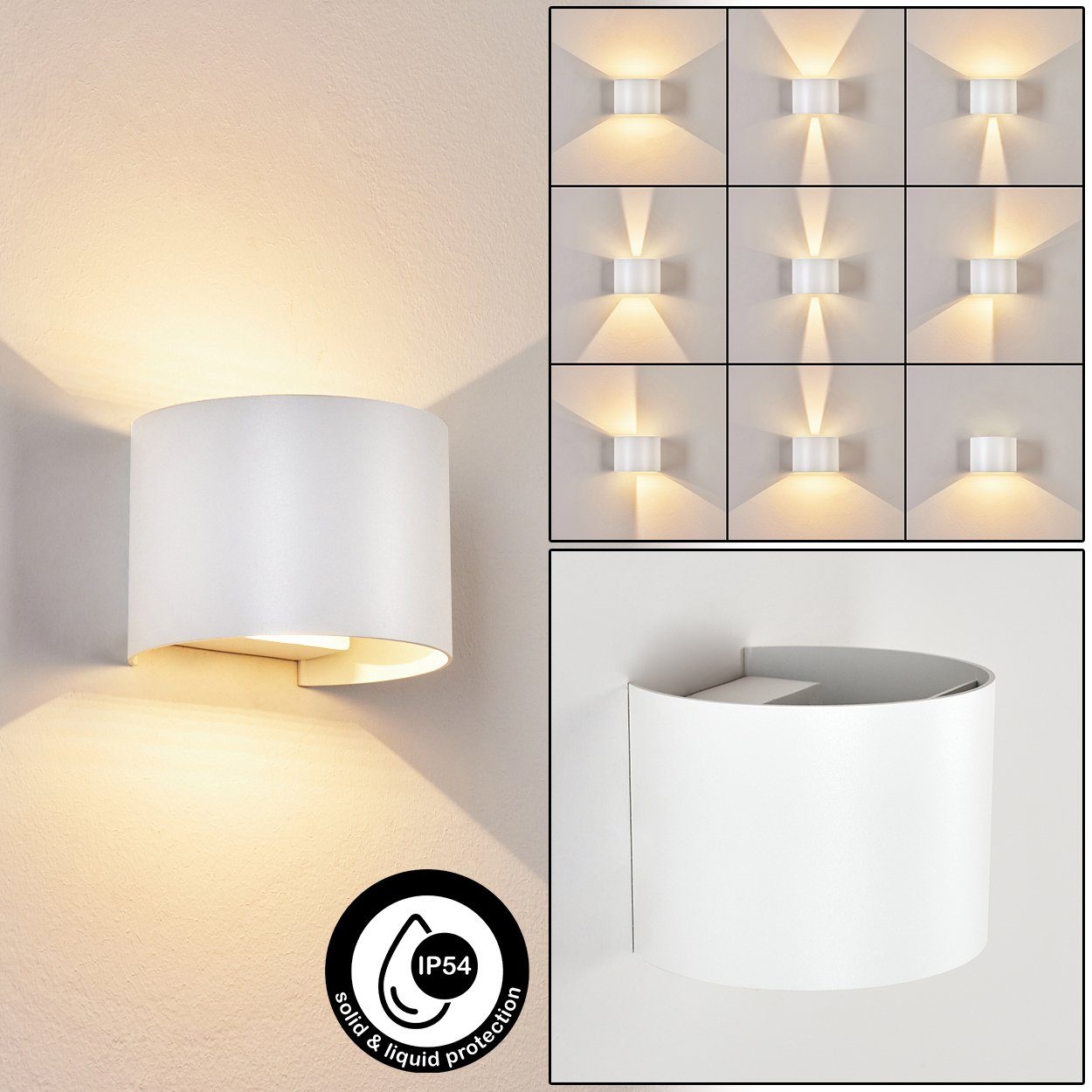 hofstein Außen-Wandleuchte Wandleuchte aus Metall in Weiß, LED fest integriert, 3000 Kelvin, Up & Down, Lichteffekte (einstellbar), LED 6 Watt, 308 Lumen