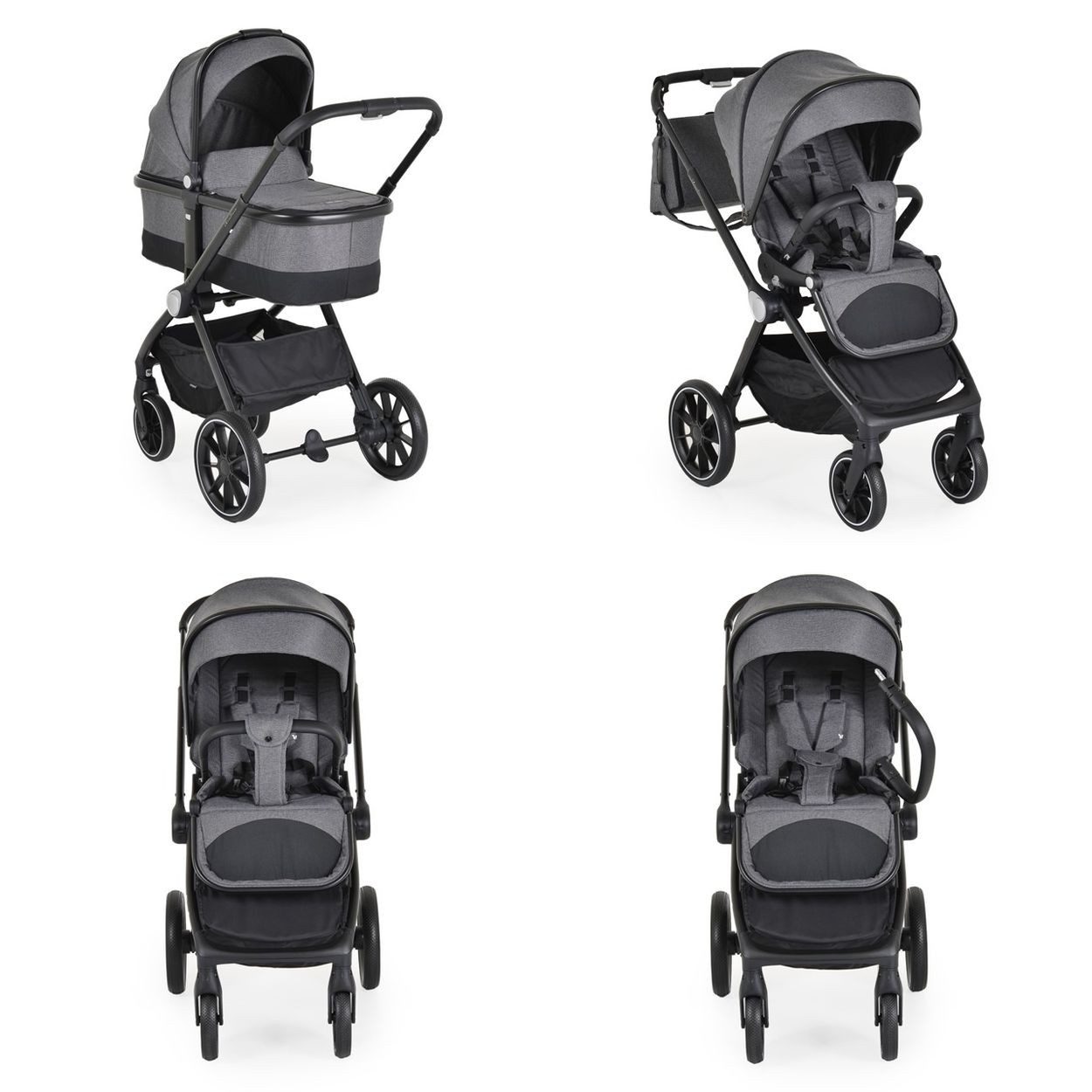 Cangaroo Kombi-Kinderwagen Kinderwagen 3 in 1 Christiano, Babywanne Babyschale klappbar Tasche