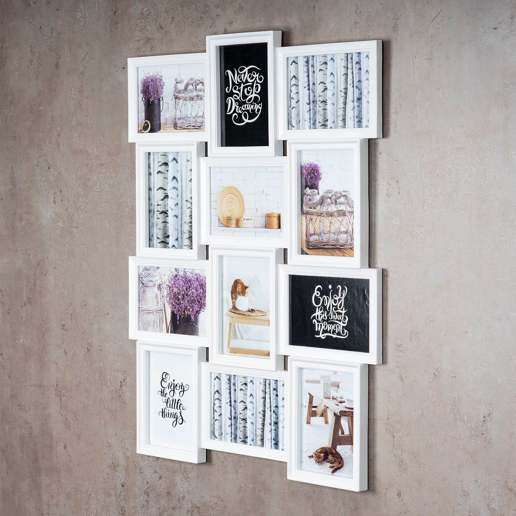 Levandeo® Bilderrahmen Collage, levandeo Bilderrahmen in Weiß für 12 Fotos 13x18 Fotogalerie
