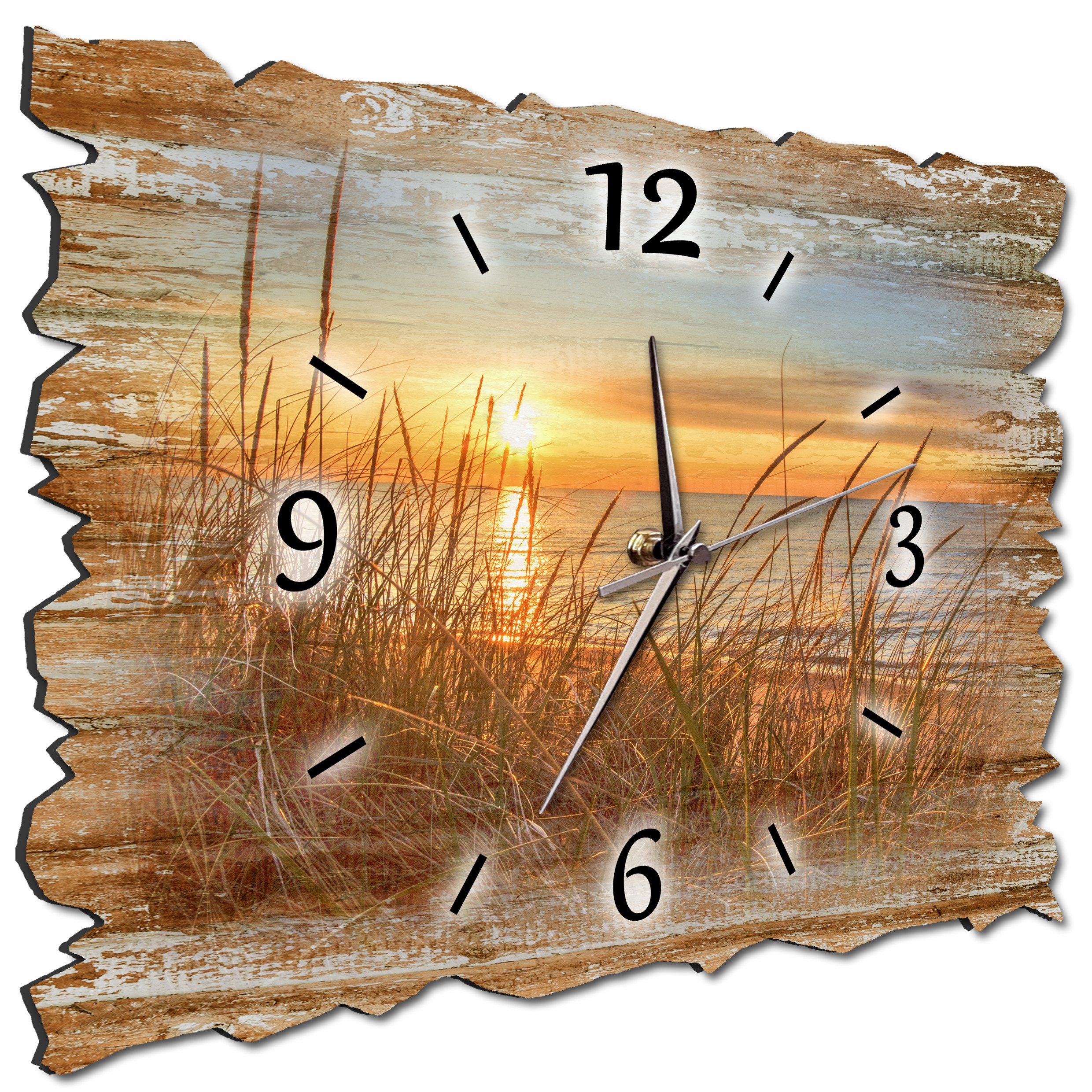 Bilder-Manufaktur Wanduhr MF2-H3 BM Wanduhr Holz Funk Funkuhr oder Quarzuhr lautlos geräuschlos (BM, Funkuhr oder Quarzuhr, kein Ticken, lautlos, geräuschlos, gross)