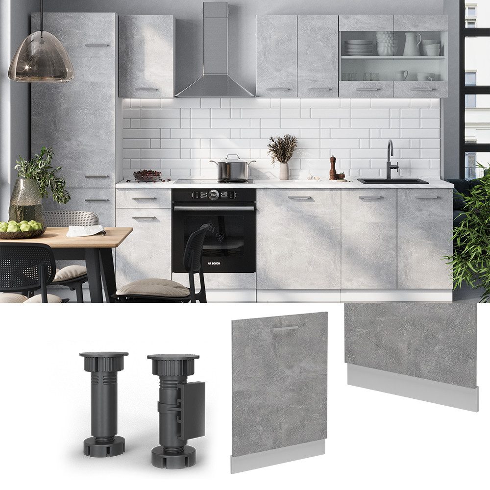Vicco Frontblende R-Line, Beton/Weiß, 60 cm ohne Arbeitsplatte (1 St)