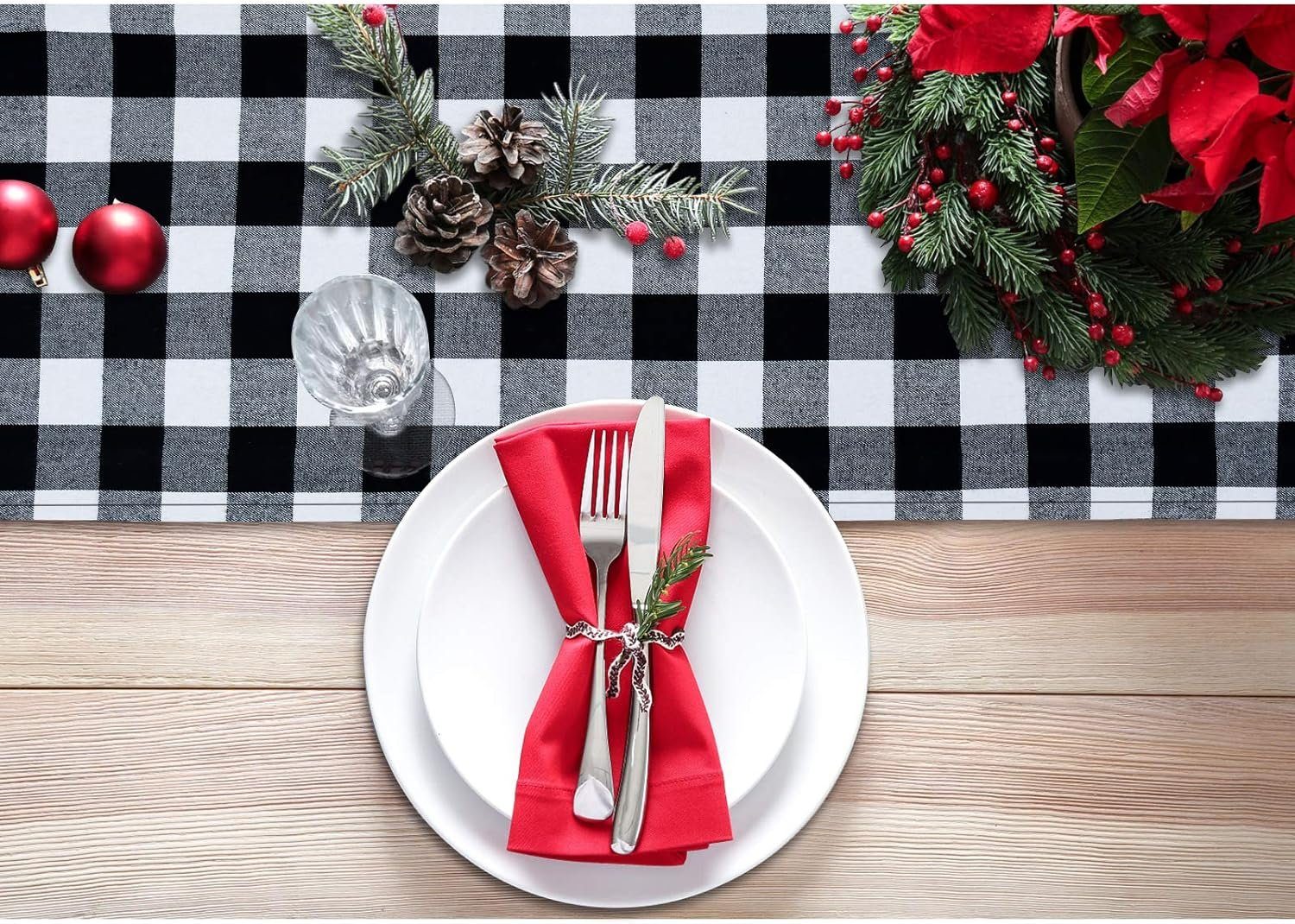 FELIXLEO Tischläufer Tischläufer Buffalo Weihnachten Urlaub Plaid für Party 36*183CM