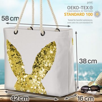 VOID Strandtasche (1-tlg), Goldener Hase Beach Bag Playboy Gold Ostern Osterhase Dekoration Deko Urlaub