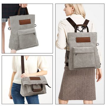 TAN.TOMI Umhängetasche Canvas Rucksack Damen 2 in 1 Groß Crossbody Tasche Handtasche, für Schule, Arbeit, Freizeit, Reisen, Einkaufen, Ausflüge, Wochenende