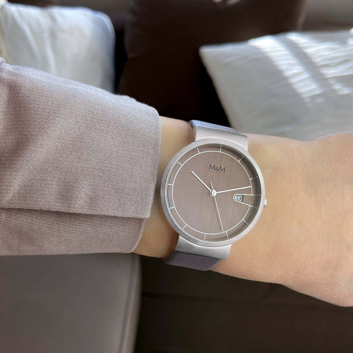 Quarzuhr Armbanduhren Damen Lederarmband Day Date, (1-tlg), Analoguhr rund mit Lederarmband, Designer Uhr, deutsche Manufaktur, inkl. edles Etui