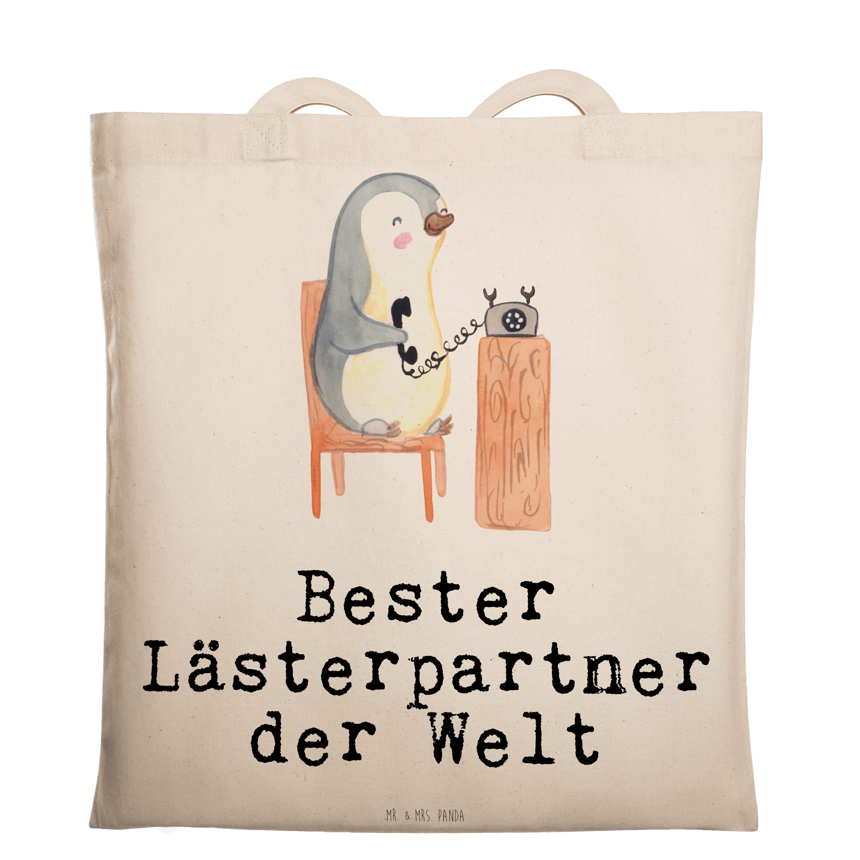 Mr. & Bester Pinguin Transparent Panda (1-tlg) - Welt Lästerpartner der Mrs. Geschenk, Beute Tragetasche 
