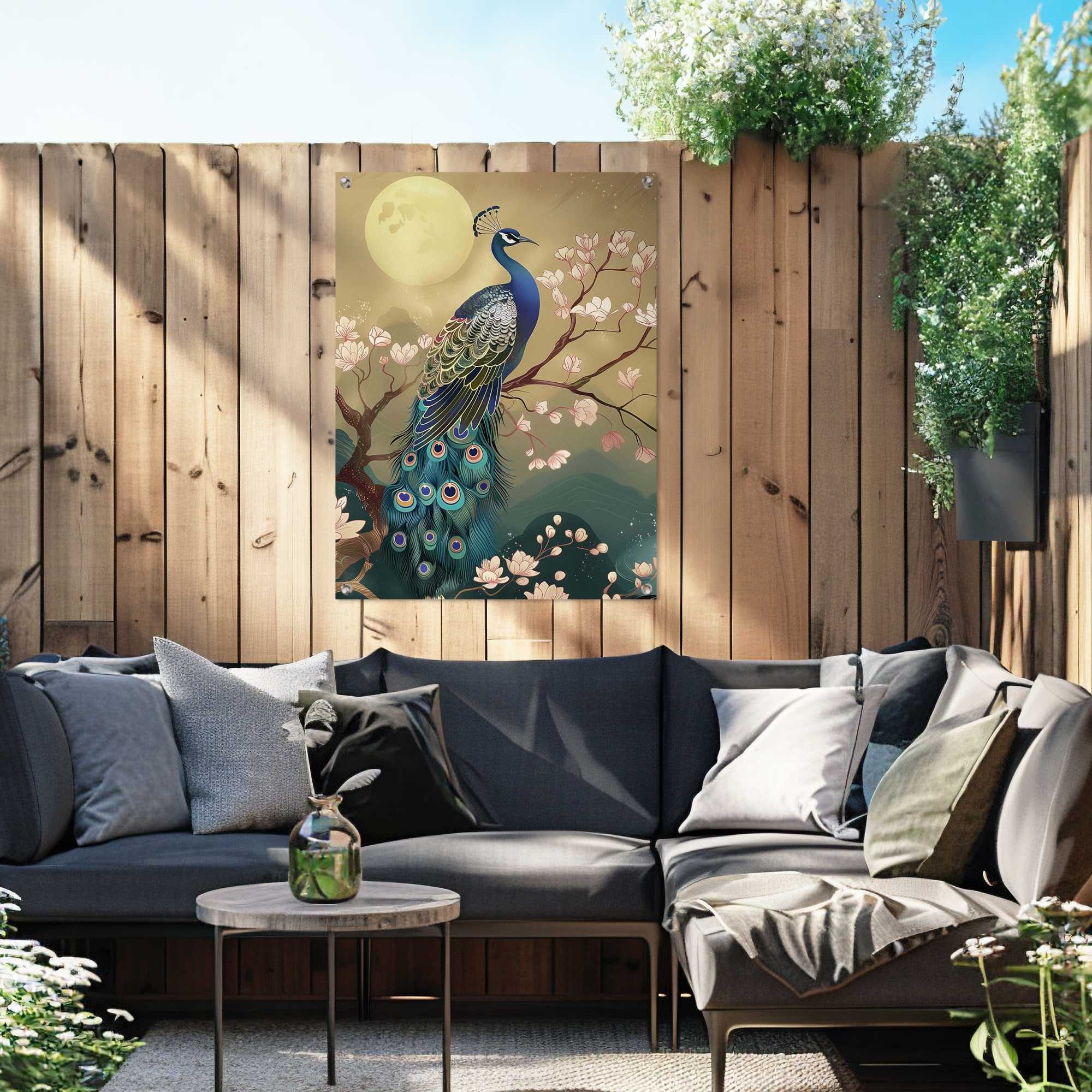 Reinders! Poster Birds in Style, Garten - Pfau - Blütenzweig - Leinwand - Tiere - 60x80 cm