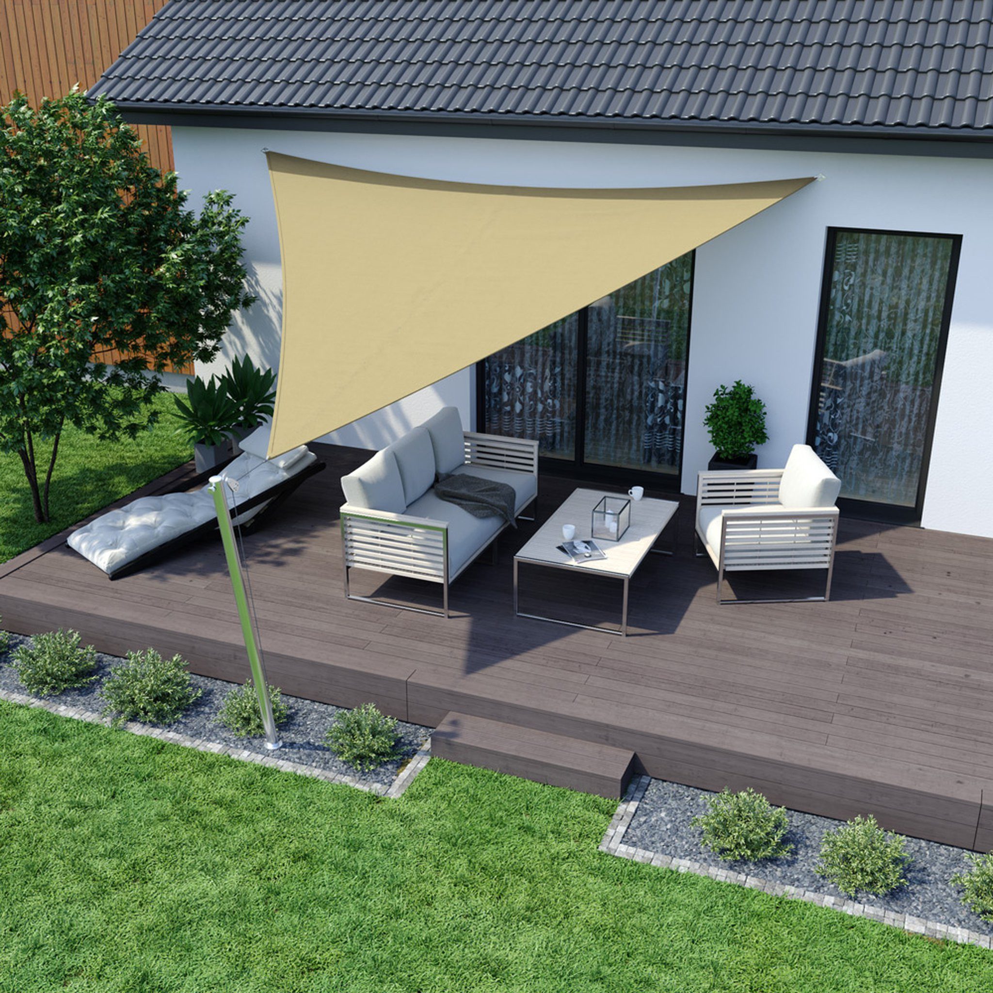 jarolift Sonnensegel Sonnensegel 3x3x3m dreieckig sand UV-Schutz wasserabweisend, (1-tlg), Dreieckiges Sonnensegel mit UV-Schutz und stabiler Verarbeitung