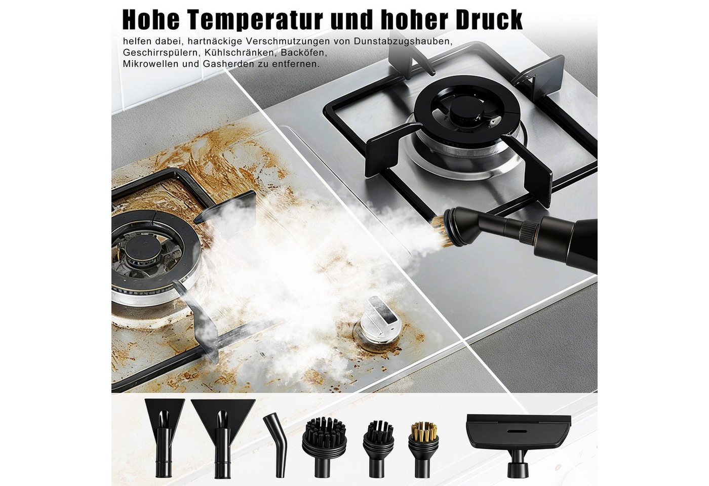 Luckice Dampfreiniger 2500-W Serie Handdampfreiniger, tragbarer Reiniger, Küchenreiniger, geeignet für Böden, Fenster und Küchen.