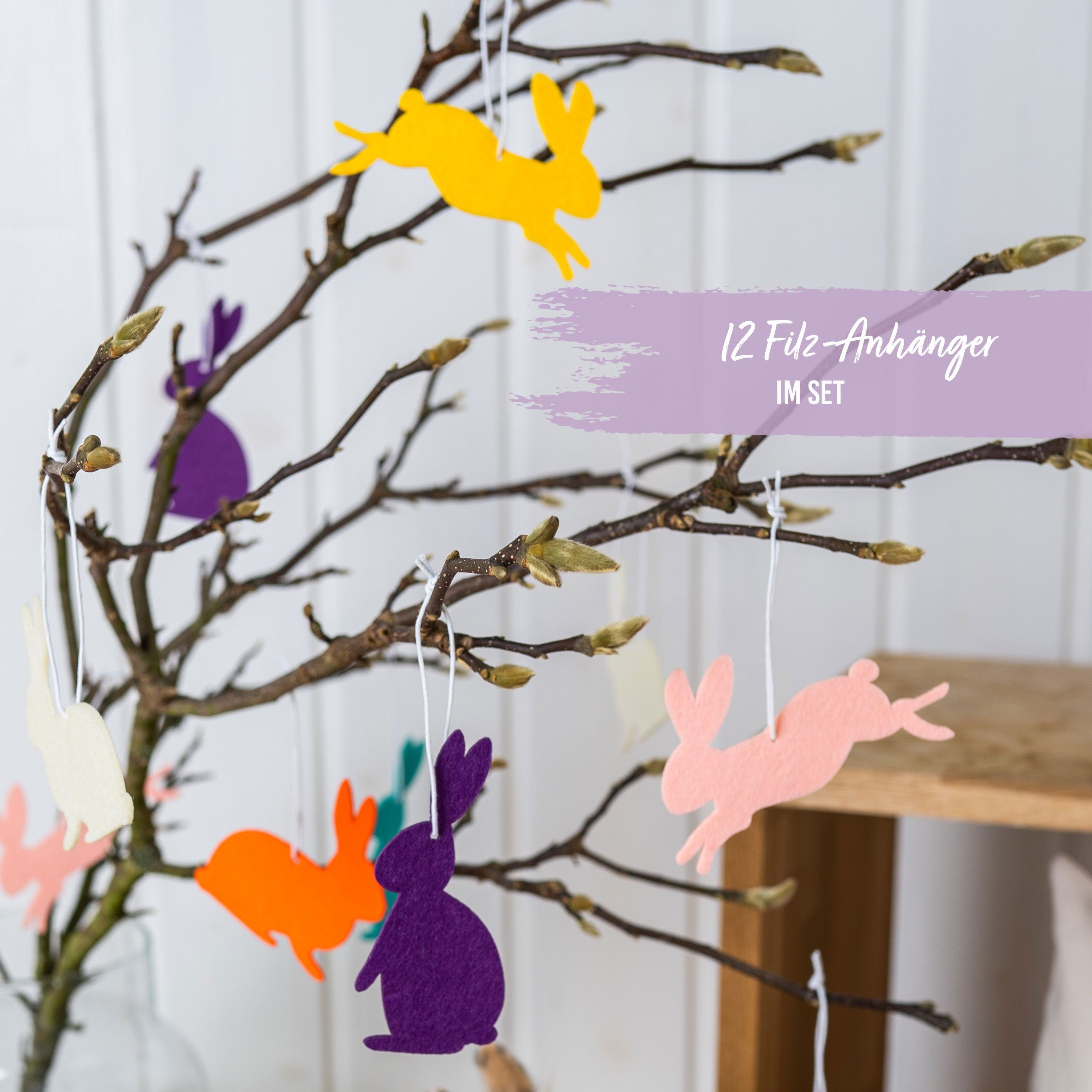 PAPIERDRACHEN Dekohänger 12 Anhänger zu Ostern aus Filz - Klassische Osterdekoration