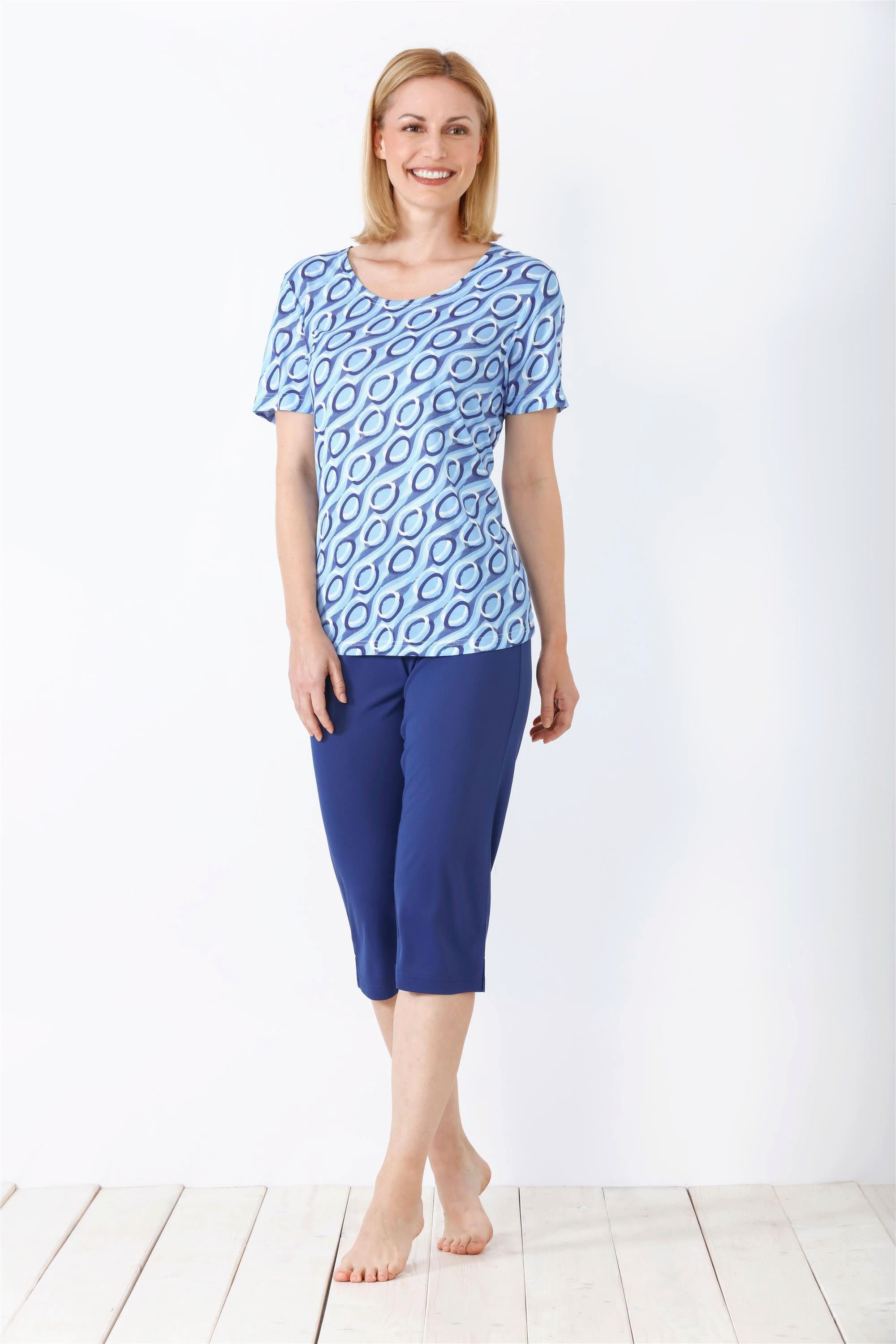 Hajo 5-Pocket-Hose Damen Capri-Schlafanzug, Klima-Soft günstig online kaufen